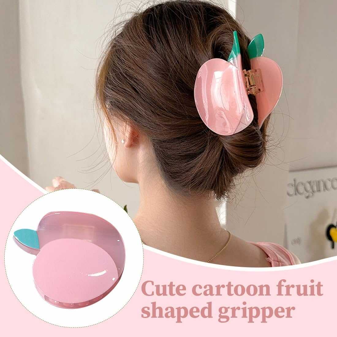 Pack of 3 Large Hair Clips, Hair Clips for Thick Hair, Non-Slip Hair, Jaw Clips, Hair Styling Accessories for Women, Girls, Hair Clips, Women, Girls, Peach Powder image number 2