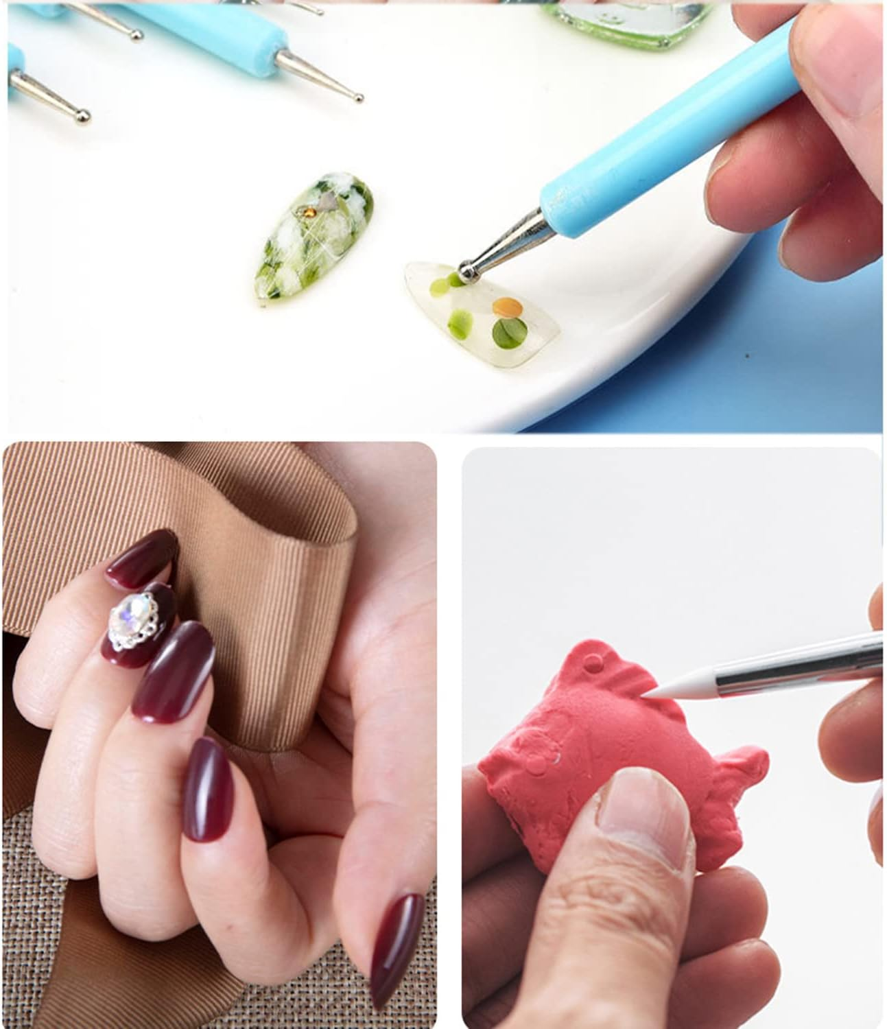 Luoshapucy Nail Brush [5 Pieces] Nail Art Nail Brush Set Acrylic Gel Brush Nails Double End Dotting Painting for DIY Nail Art Design