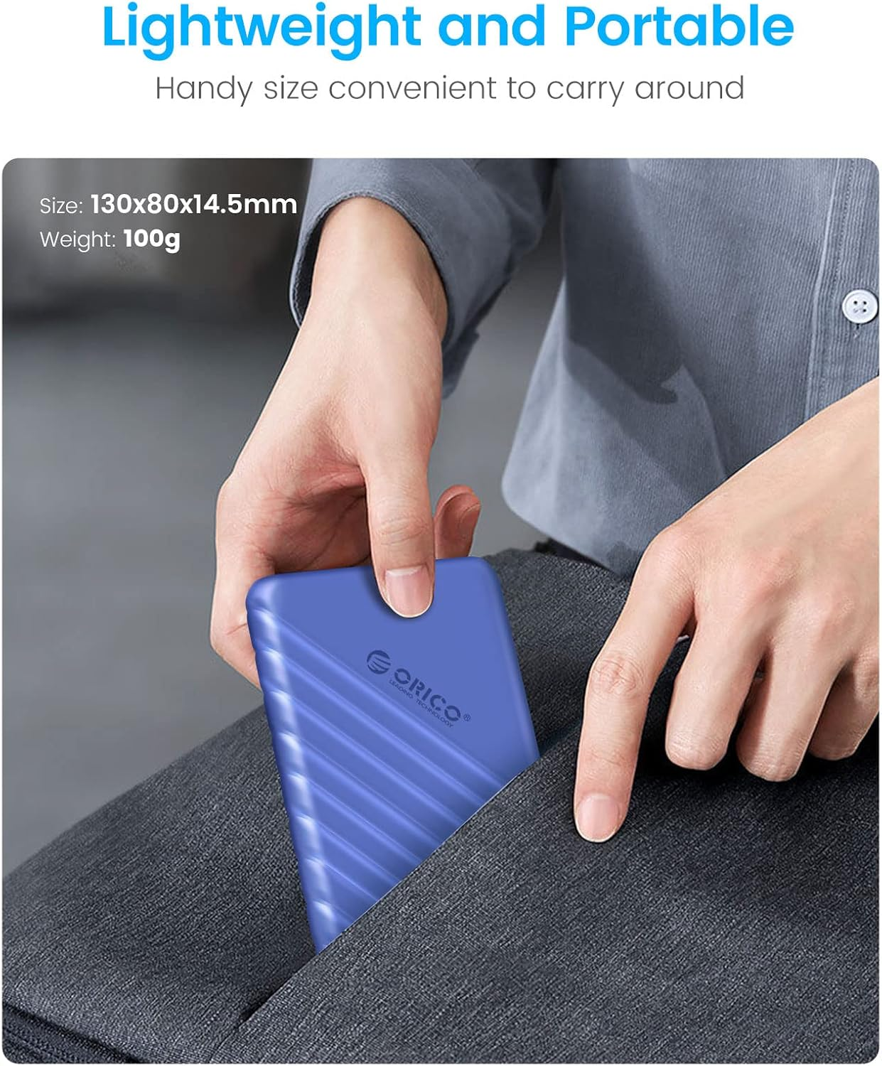 ORICO 2.5 Inch Hard Drive Enclosure USB 3.0 to SATA III for 7Mm and 9.5Mm SATA HDD SSD Tool Free [UASP Supported] Blue (25PW1-U3) image number 2