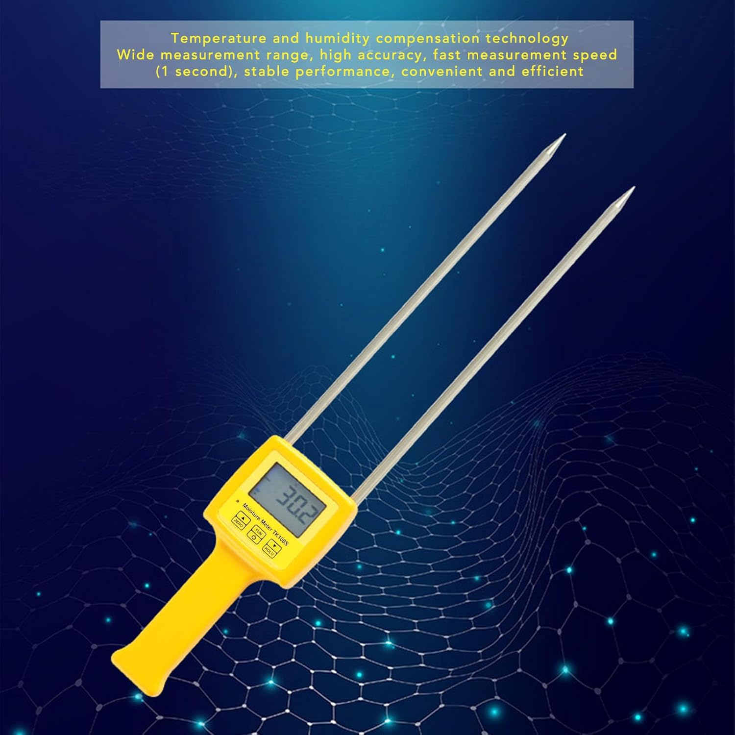 Haofy Testers of the Water Content with Temperature Moisture Compensation LCD Display of Portable Probe Moisture Measurement Monitor for Orchard Grass and Timothy