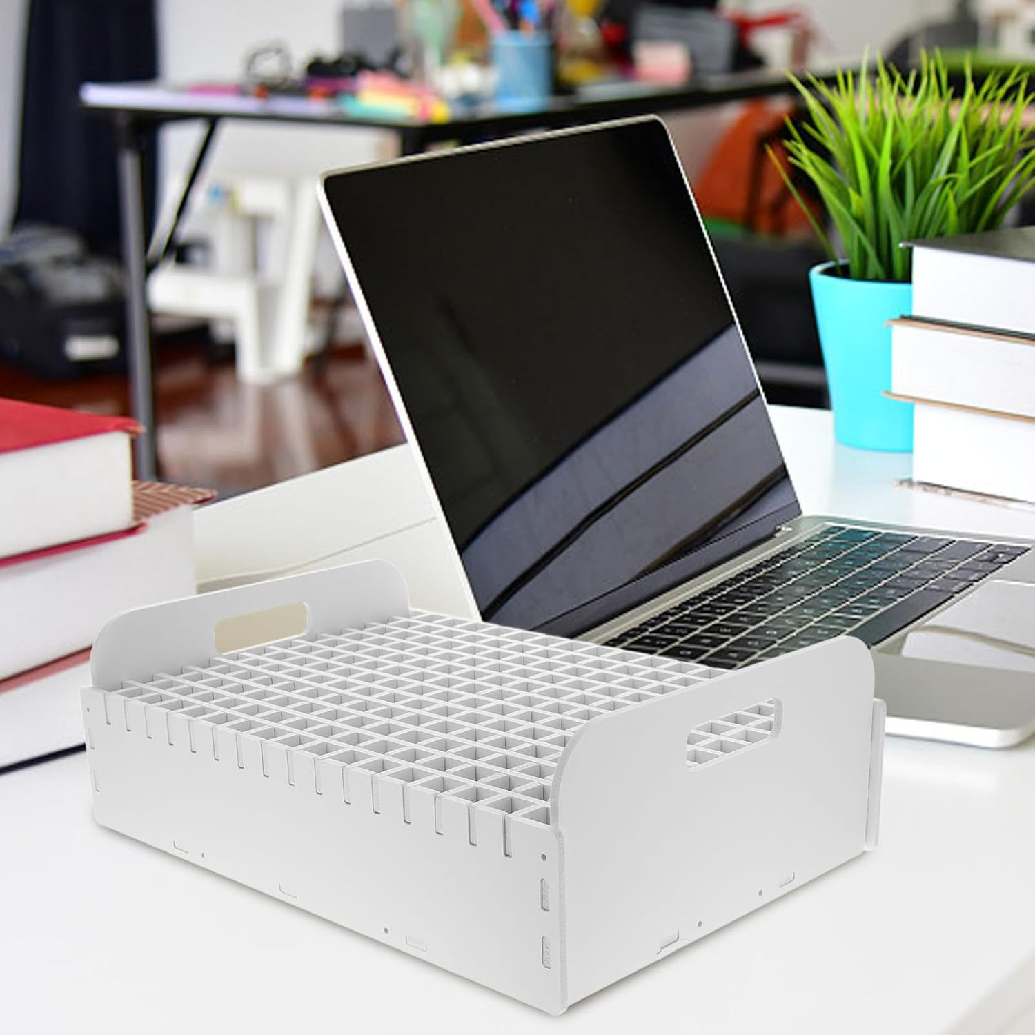 ULDIGI Multifunctional Desktop Storage Box Pen Container for Boys and Girls Classroom Stationary Organizer 204 Holes image number 6