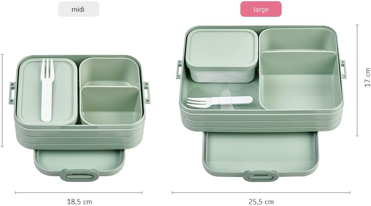 Mepal Take a Break Bento Lunch Box Large &ndash; Nordic Sage Bpa-Free Food Container with Removable Compartments, Fresh Seal Sandwich Box, Reusable Lunchbox for School, Office & Travel, Made in Holland image number 2