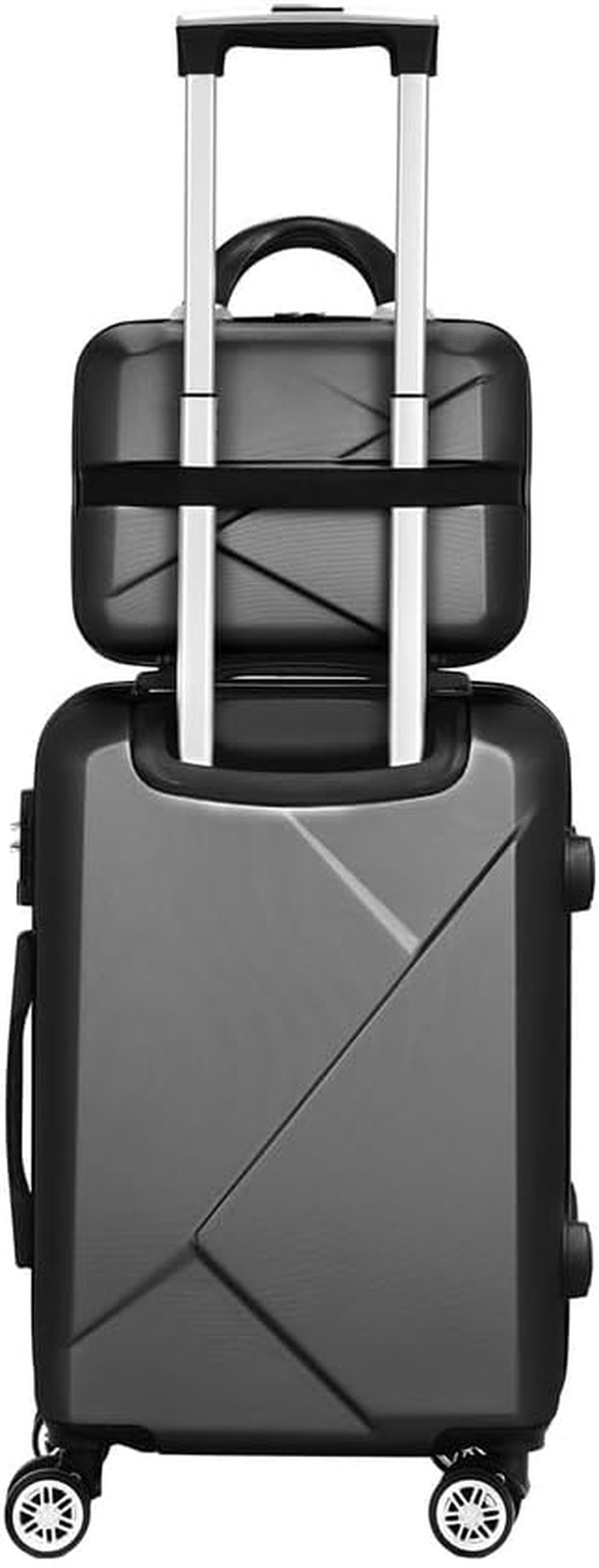 Wanderlite 2Pcs Luggage Set(12/20), Trolley Suitcase Hand Luggages Hard Case Shell, Travel Strap Bag Carry on Adult Kids Lightweight Roller TSA Lock with Wheels Black - Rose Gold image number 2