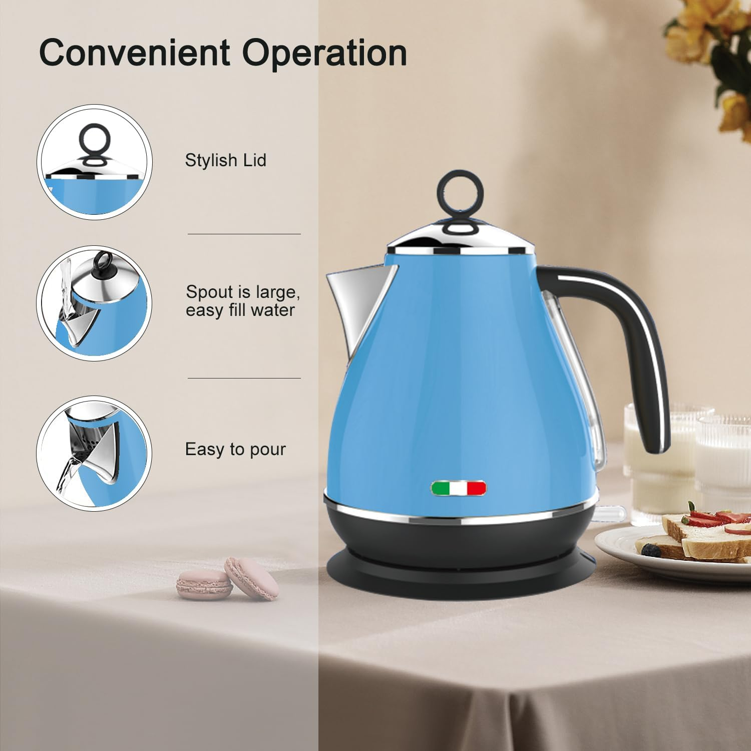 Vintage Electric 2 Slice Toaster & Kettle Combo Stainless Steel - Sky Blue image number 5