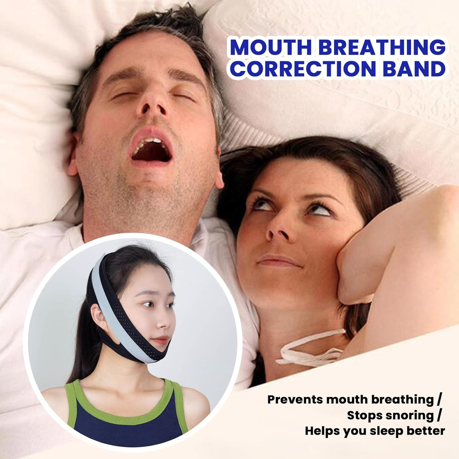 Upgraded anti Snore Device anti Snore Chin Strap Skin-Friendly - anti Snoring Devices with Breathable Chin Strap for Sleeping Adjustable anti Dry Mouth Strap (Adjustable Fit)
