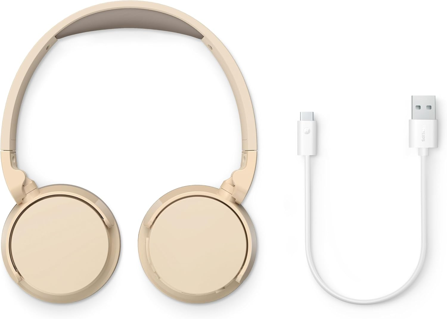 PHILIPS TAH3209BG Lightweight On-Ear Wireless Bluetooth Headphones with Passive Noise Isolation - 25 Hours Playtime, Clear Calls, Dynamic Bass, 2 Hours USB-C Charging - Beige image number 4