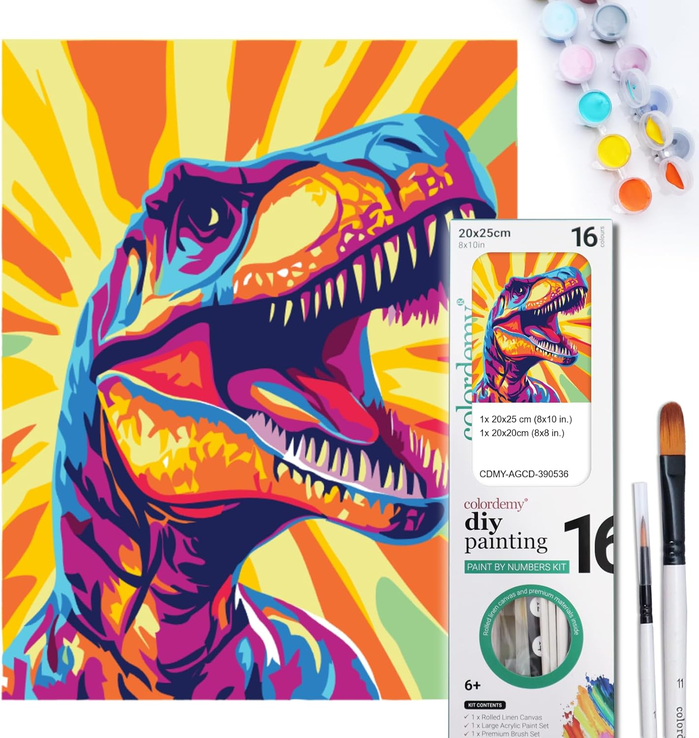 COLORDEMY 2-In-1 Paint by Numbers Kit - Rolled Canvases (20X25Cm & 20X20Cm), 16 Colours, Brushes & Paints Included - Fun for Adults & Kids, Perfect for Parties or Group Painting (Unicorn Design)