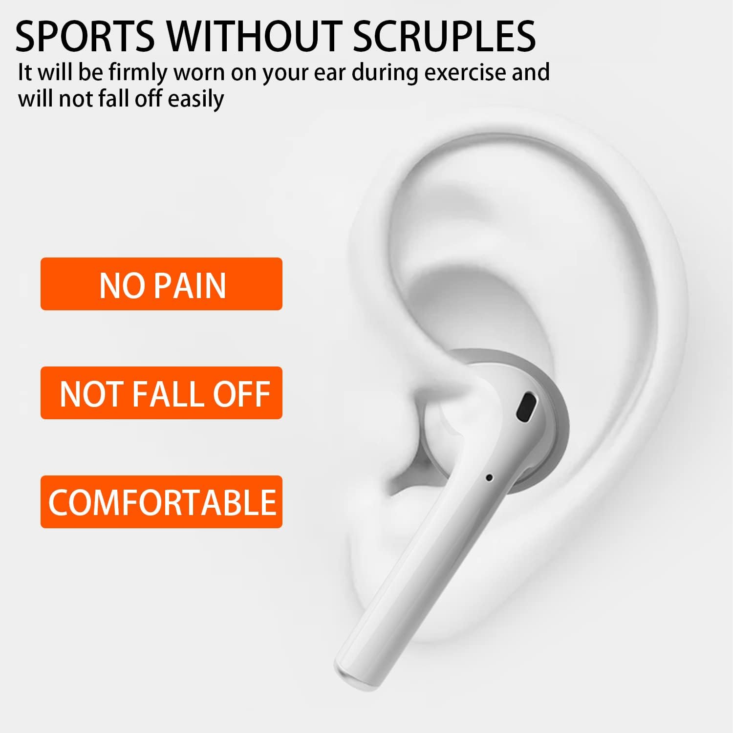 TORMEN 4 PCS Soft Silicone Earbud Covers - Anti-Slip and Anti-Drop Sport Ear Tips - Compatible with Iphone Ear Tips (Transparent,