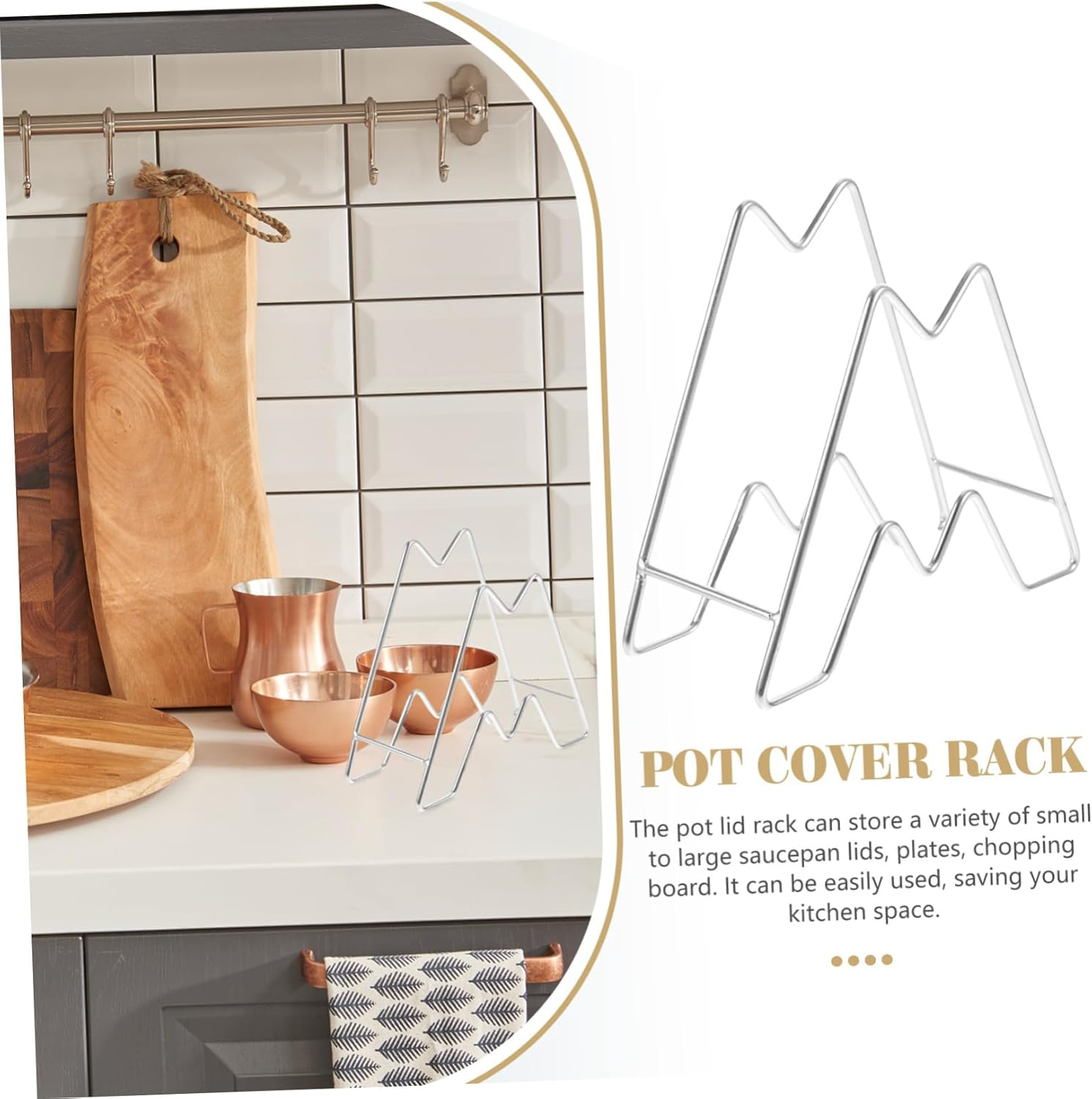 COLLBATH Kitchen Cutting Board Stand Pot Lid Rack Pan Organizer Stainless Steel Storage Stand for Home image number 1
