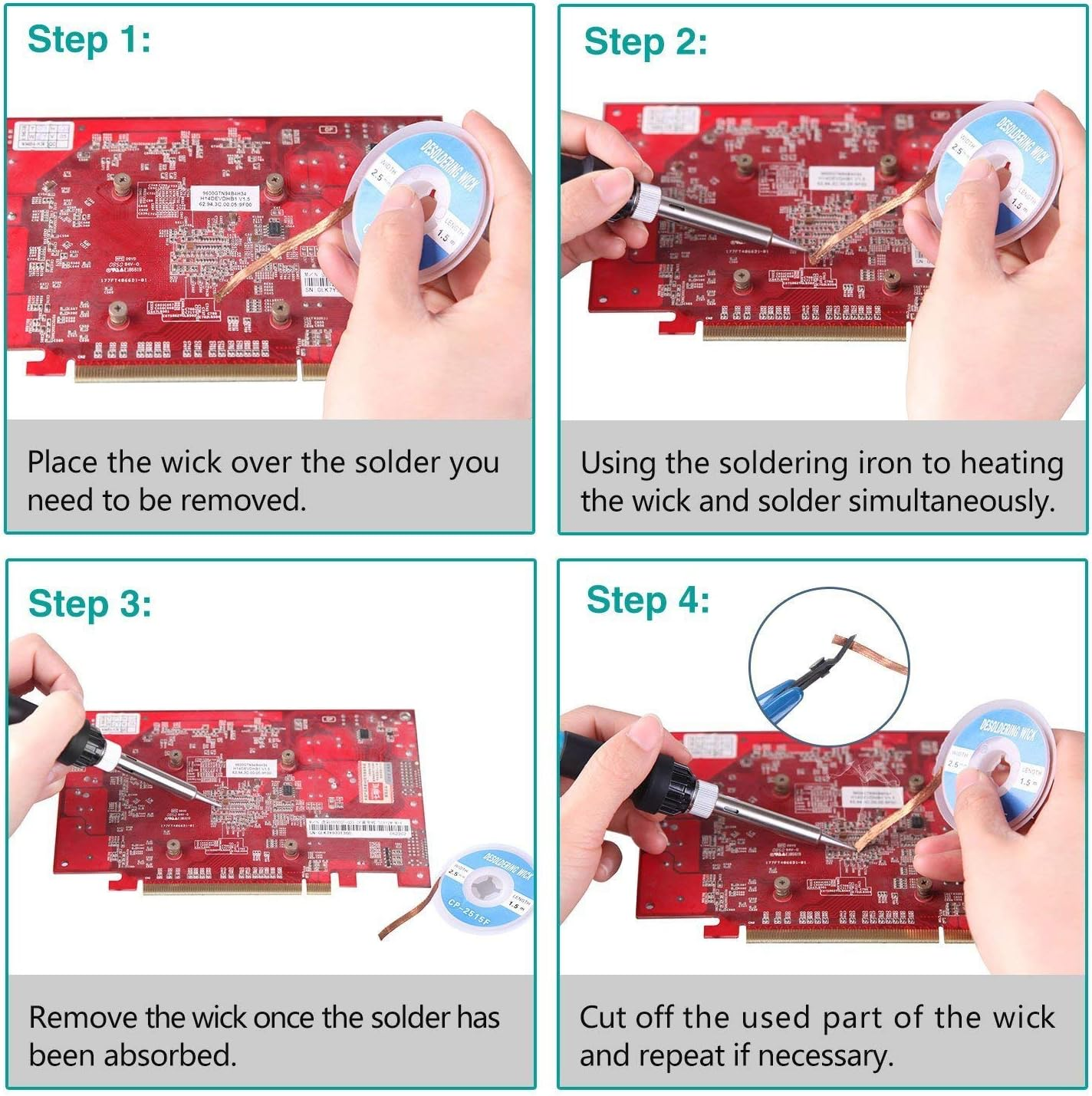 CEST LAVIE 5-In-1 Soldering Vacuum Pump & Desoldering Tool Kit, Solder Sucker & 2Pcs Solder Wick, Desoldering Assist Tool for Electronics Repair, Laboratory & Home Use image number 4