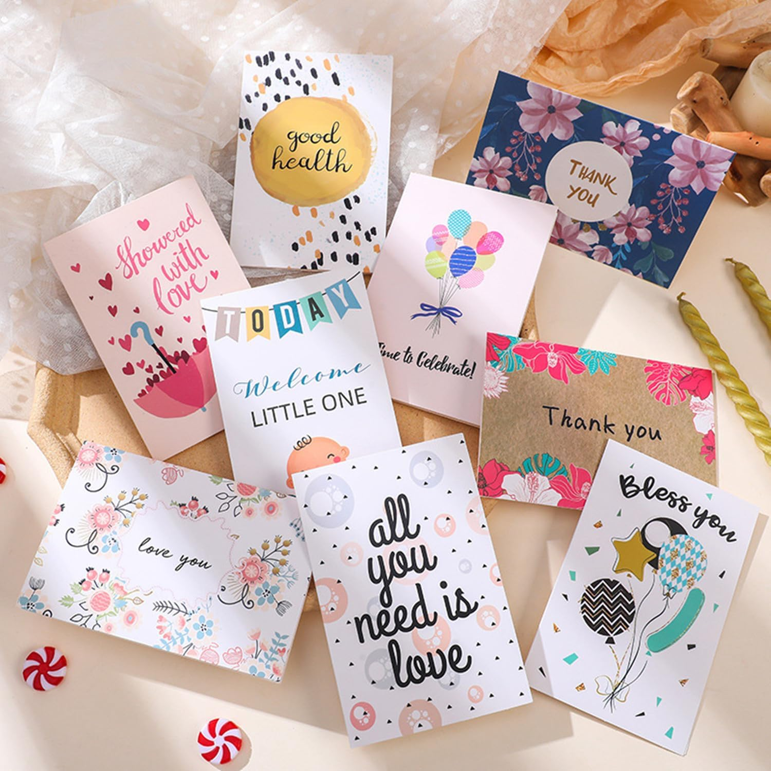 SYTHAK 40PCS All Occasion Cards Assortment with Envelopes - 4X6 Inch Bulk Greeting Cards and Blank Notes,40 Unique Designs-Birthday,Thank You,Congratulations,Wedding,Baby, Friendship,Sympathy.