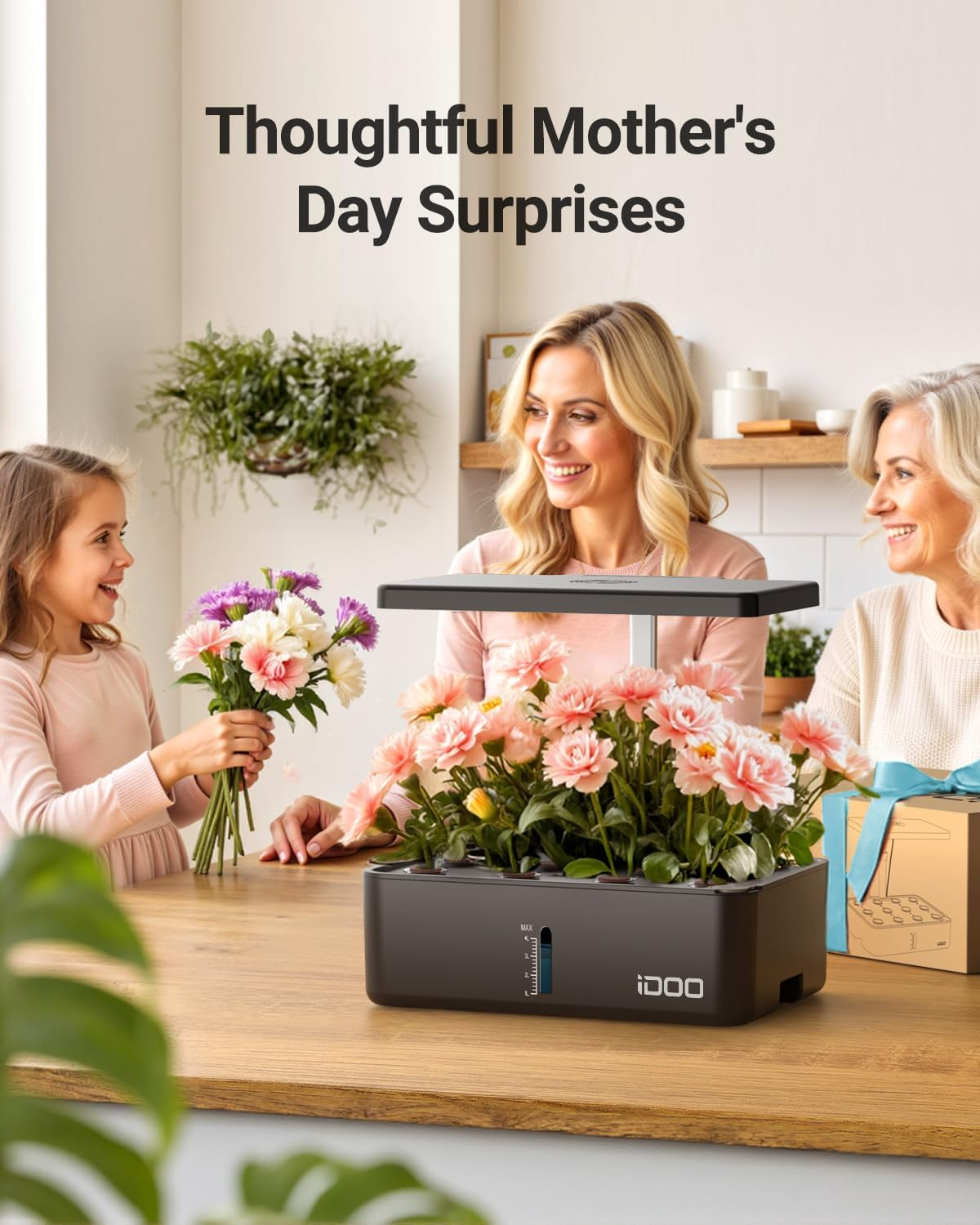 Idoo Hydroponics Growing System, Smart Indoor Garden Starter Kit with LED Grow Light, Smart Gardening Kits for Home Kitchen, Automatic Timer Germination Kit, Height Adjustable image number 4