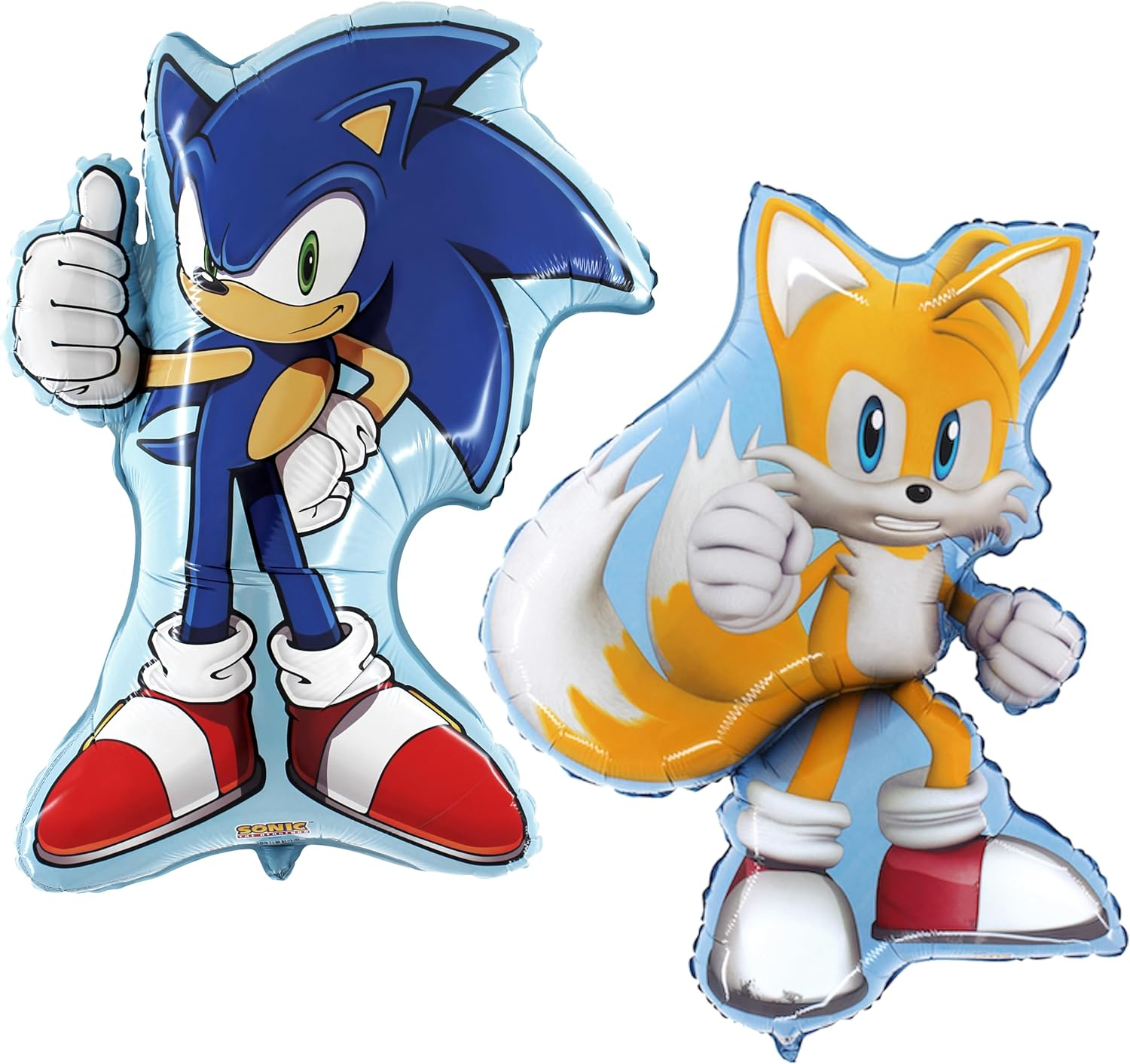 Toyland&reg; Pack of 2 - Sonic Foil Balloon Pack - 1 X 29" Sonic & 1 X 33" Tails Shaped Character Foil Balloons