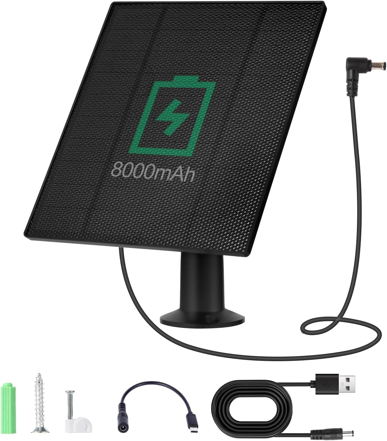 2025 Upgraded Chicken Coop Solar Panel 6W 8000Mah - Dual 6.5Ft DC & USB to Type-C Cables, IP65 Waterproof W/Mount | Never Replace Batteries for Automatic Poultry Door image number 4