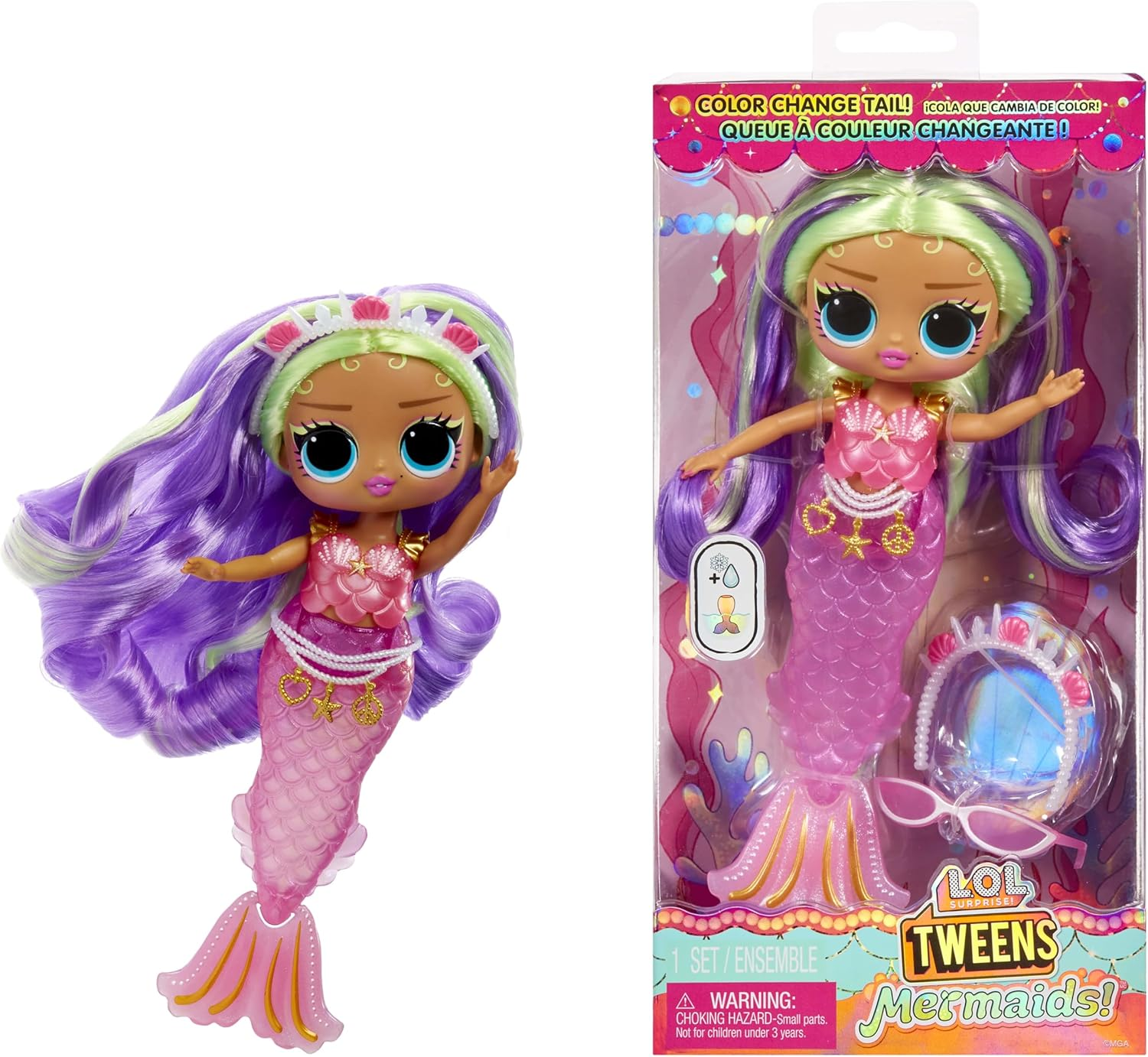 L.O.L. Surprise! Tweens - Mermaid Lana Marine - Fashion Doll with Colour Changing Tail, Movable Fin, and Beautiful Accessories &ndash; Toys for Kids and Collectors from 4 Years Old