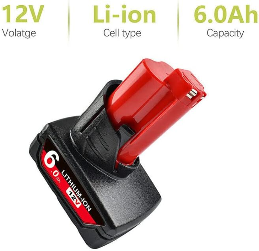 Tavice 6.0Ah Battery Compatible for Milwaukee M12 Tools | 48-11-2440 48-11-2412 48-11-2402 Lithium Ion Battery for Milwaukee M12 Xc REDLITHIUM 48-11-2430 & More 12 Volt Cordless Tools image number 4