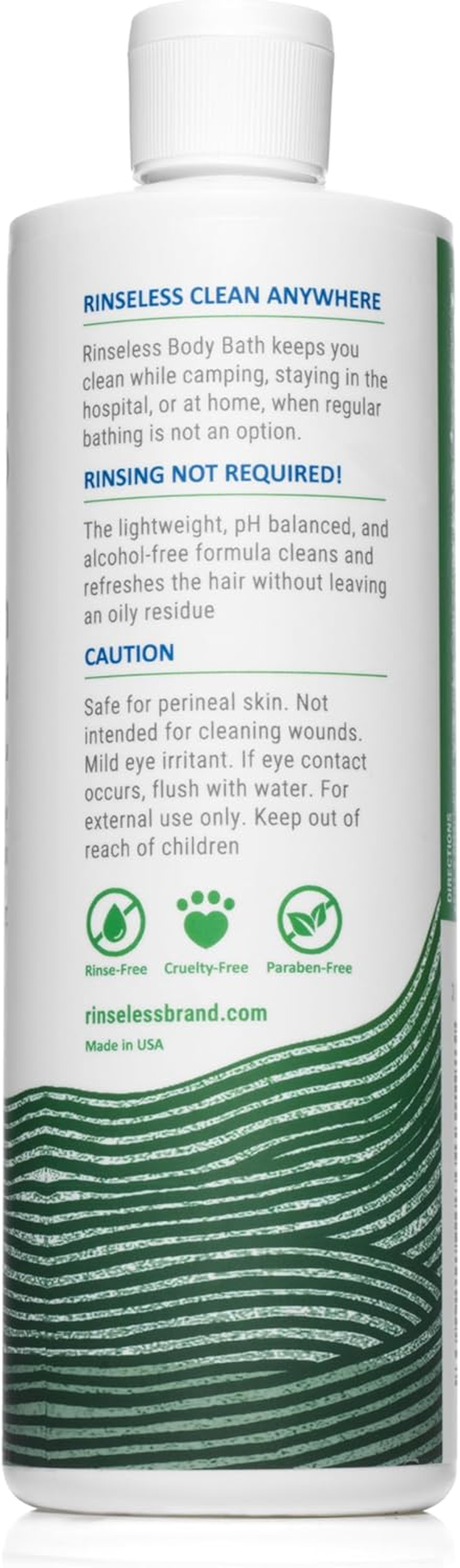 Rinseless Body Bath Wash 16 Oz | Waterless Non Rinse Concentrated Formula Makes 16 Sponge Baths (Pack of 2) image number 5