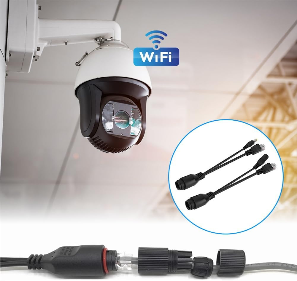 Joyzan Poe Splitter Kit, Poe Injector, Power over Ethernet, Power over Ethernet Connector, Power over Ethernet, Passive Poe Adapter Cable, 12V, 2 Pairs(Black) image number 3