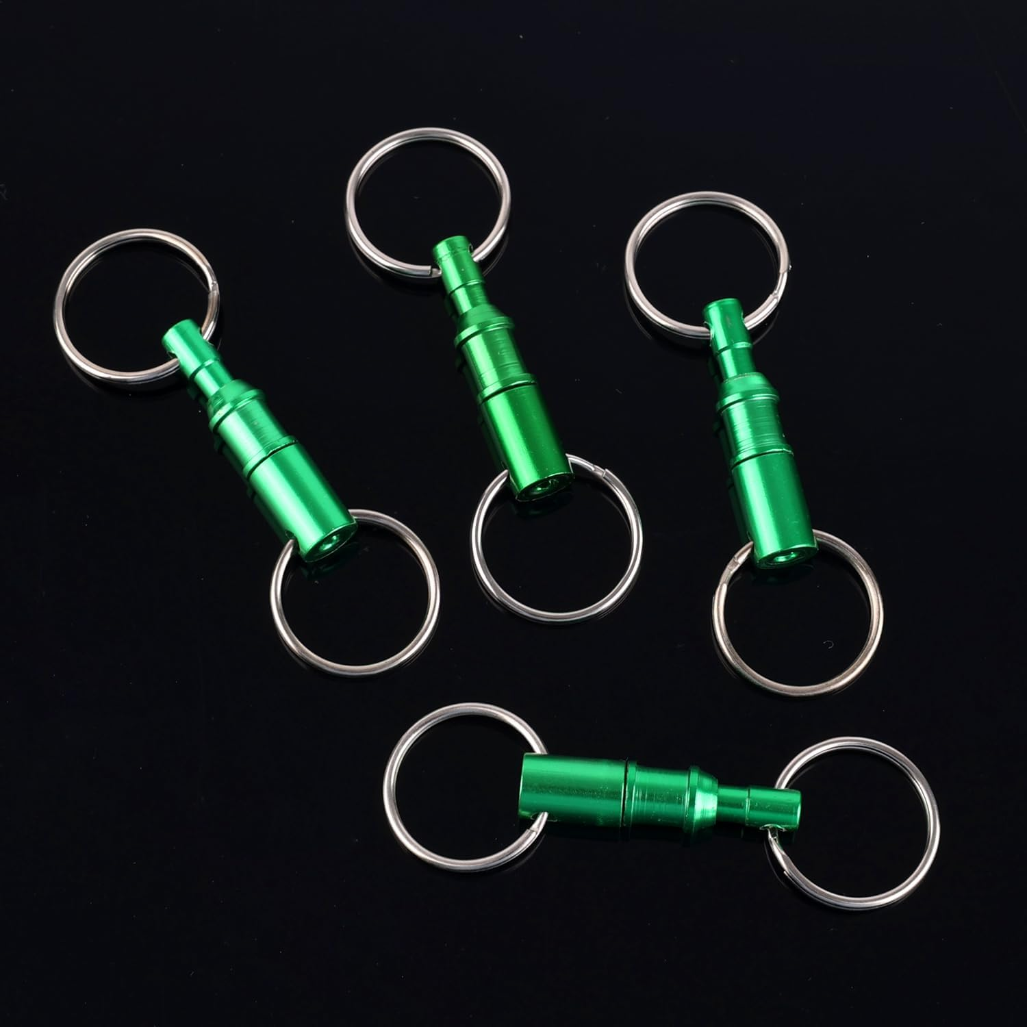 4Pcs Quick Release Keychain, Iron Brass Alloy Detachable Lock Holder Pull Apart Key Chain Quick Release Key Ring Double Spring Split Snap Separate Detachable Key Ring Quick Disconnect Keychain (Green) image number 1