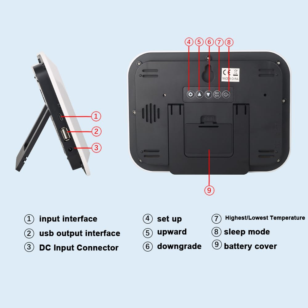 Multifunctional Home Office Weather Station Digital Display Clock 433Mhz Indoor Temperature Tester Hygrometer Forecast Table image number 2