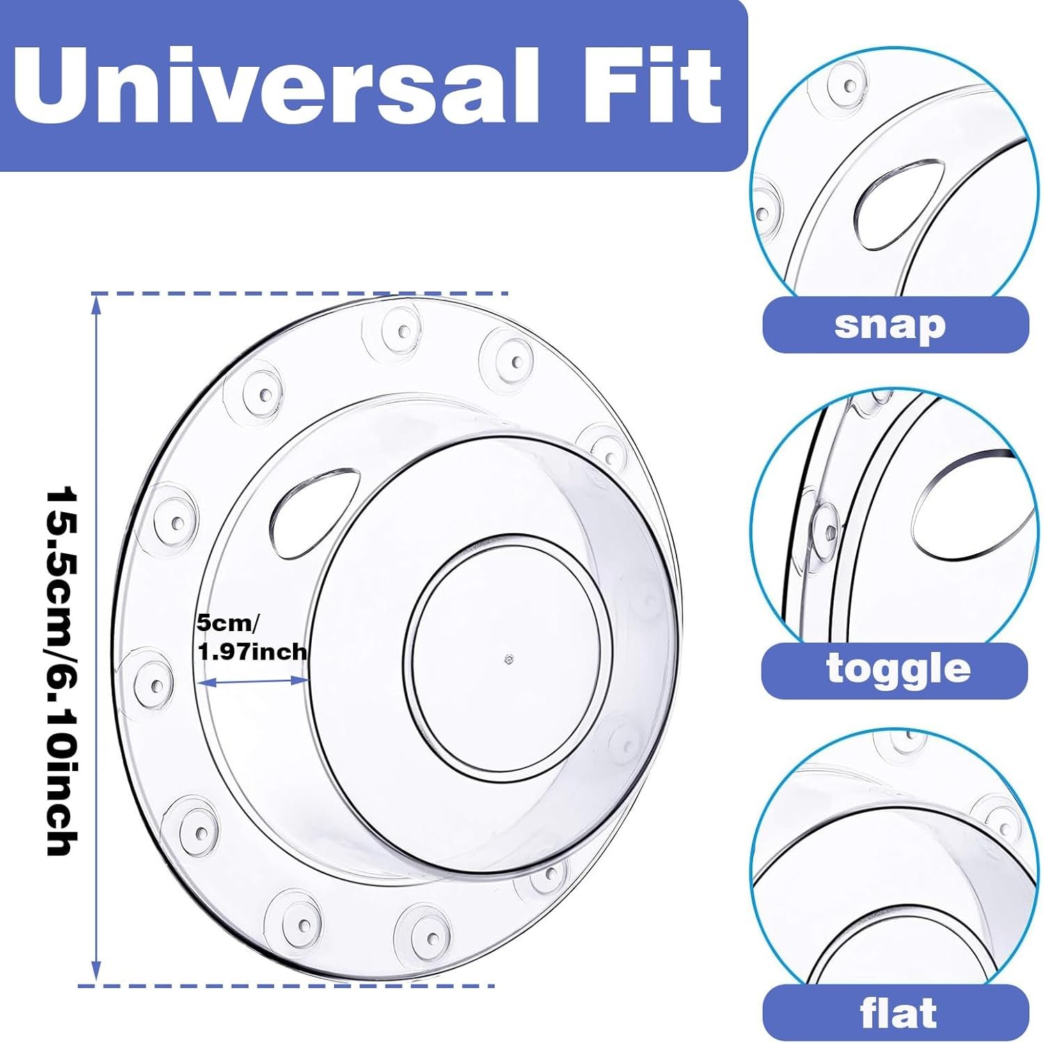 Bottomless Bath Overflow Drain Cover, 6.1-Inch Clear Tub Drain Stopper,Deep Water Bath Plug for Abysmal Soaking, Universal Fit Bathtub Drain Cover (2PCS) image number 2