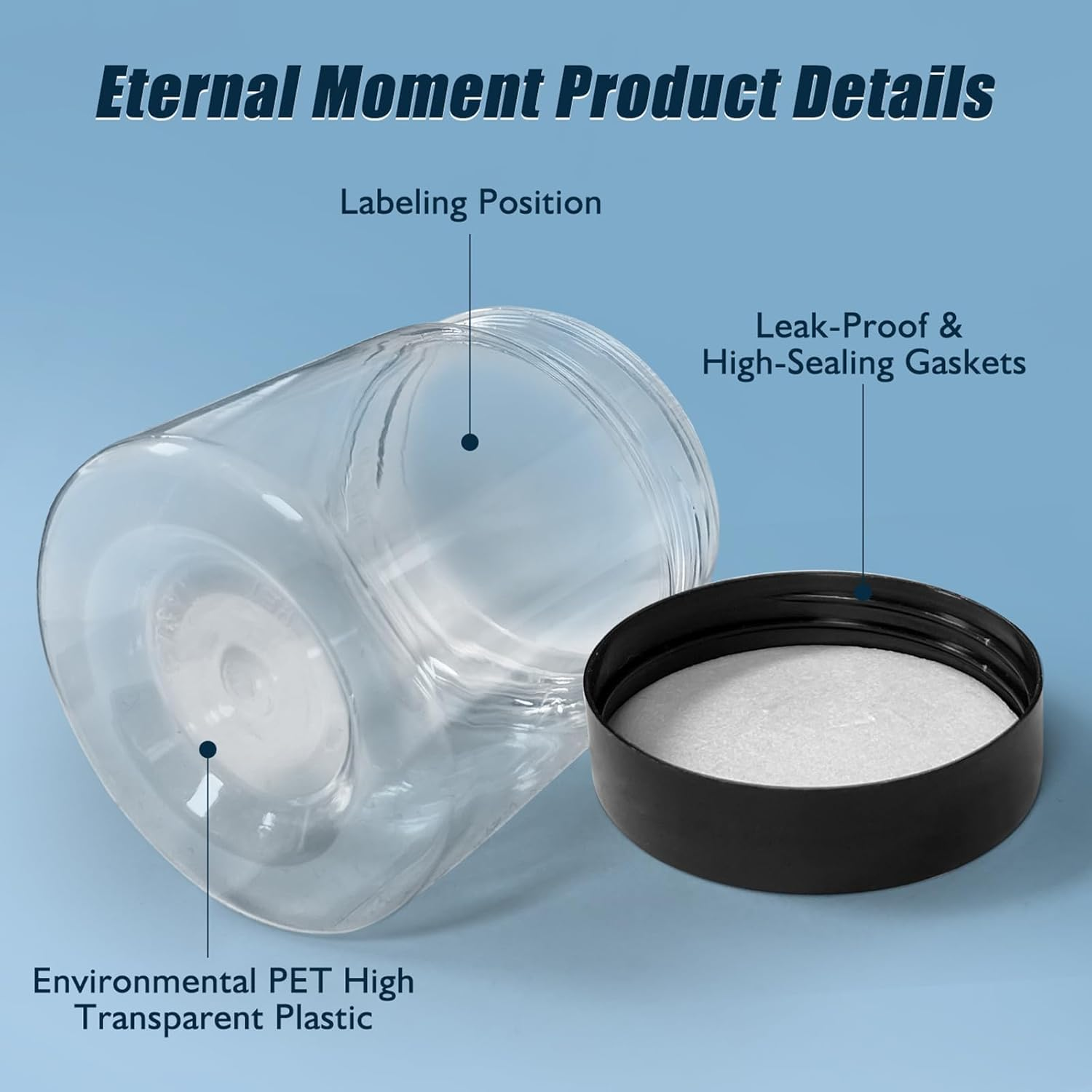 50 Pack 4 Oz Clear Plastic Jars with Lids - Small/Mini Containers for Slime, Ointments, Creams, Samples, Eyeshadow, Travel Storage, Makeup, Lotion, and Body Butter. image number 1