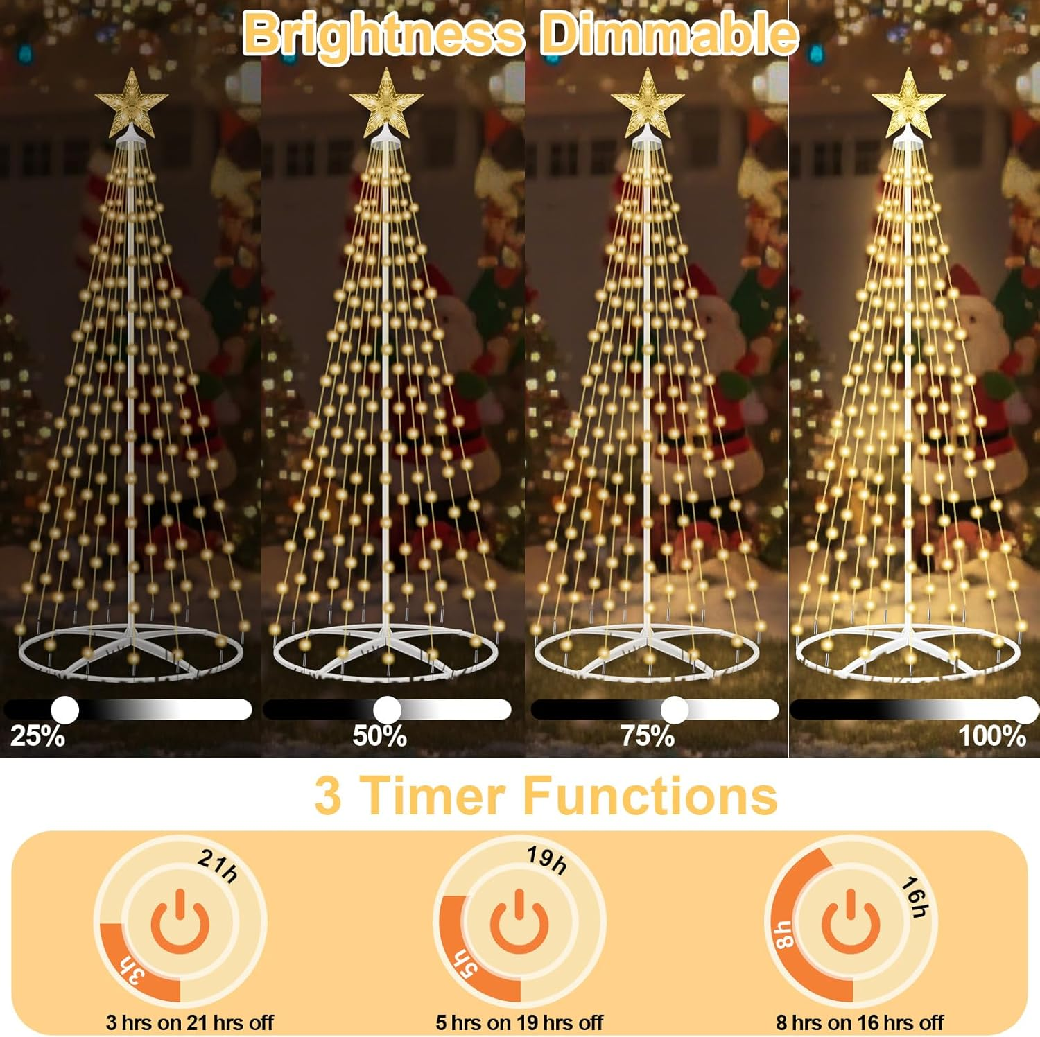 HELESIN 1.2M 154 Leds Solar Christmas Cone Tree Light Outdoor, Christmas Decorations Outdoor,8 Lighting Modes Christmas Lights with Remote for Home Yard Garden Lawn Holiday image number 4