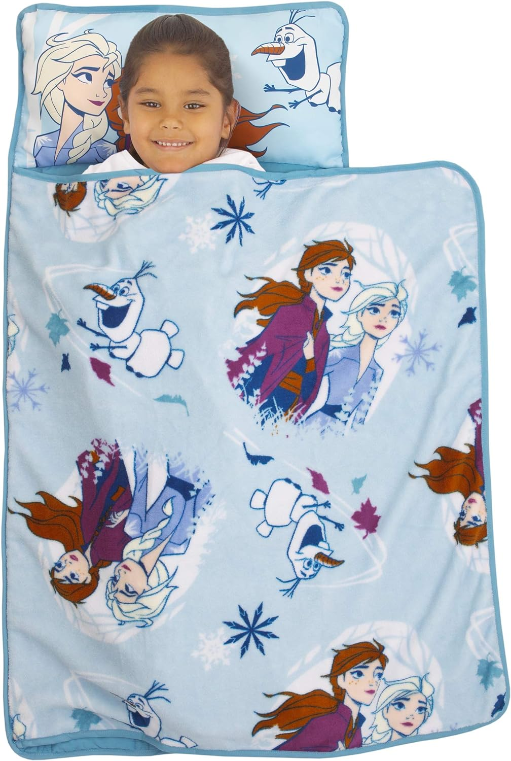 Disney Frozen 2 - Spirit of Nature Padded Nap Mat with Built in Pillow, Blanket & Name Label, Blue, Purple, Yellow image number 2
