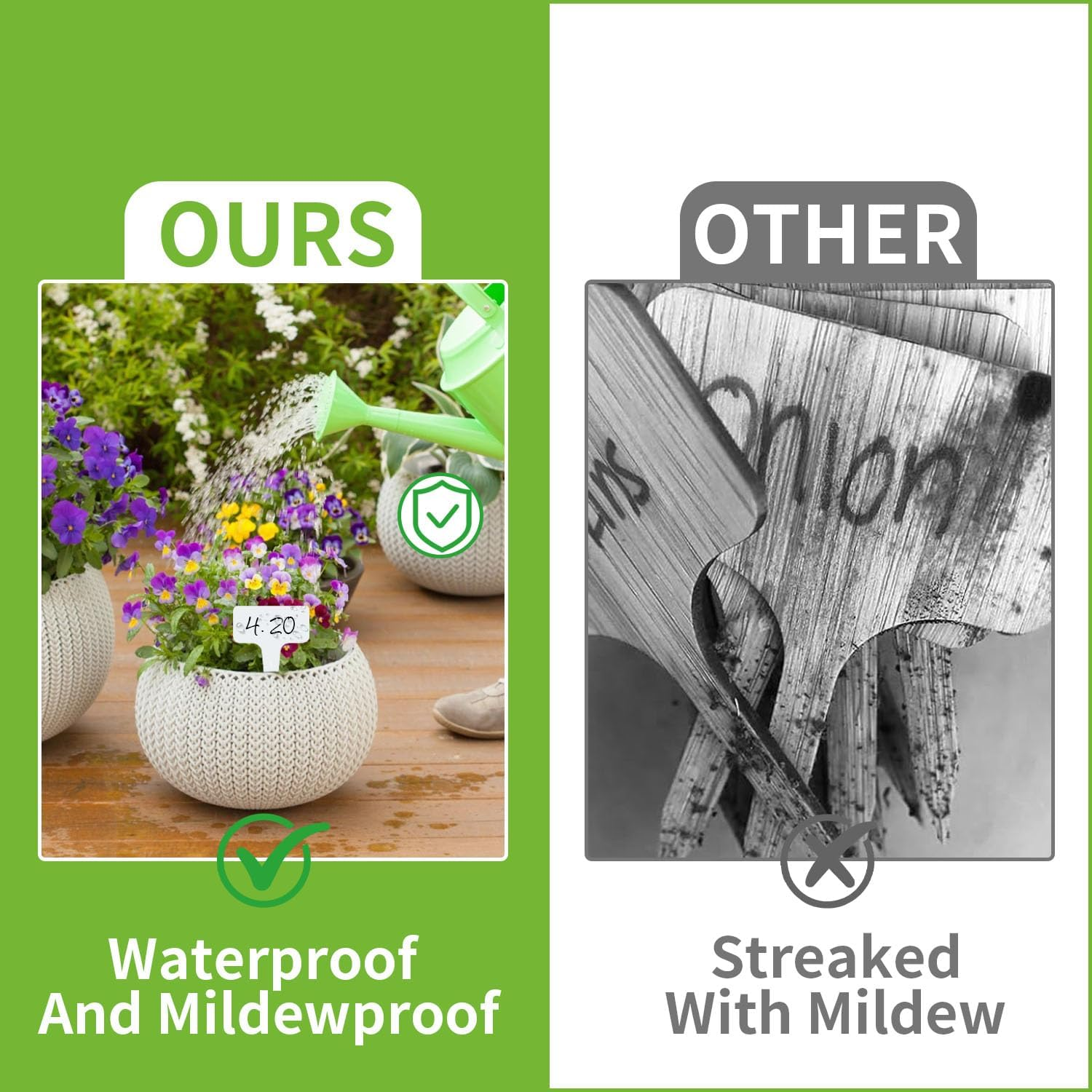 Funcyboo 150 PCS Plant Labels Plastic T-Type Tags, 2.4 X 4 Inch Outdoor Waterproof Plant Markers Reusable Garden Signs for Potted Garden Vegetable Seedling Labeling(White) image number 6