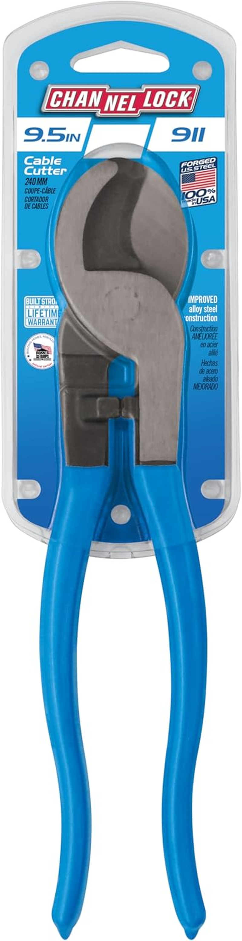 Channellock 911 9.5-Inch Cable Cutter | Ideal for Cutting Coaxial Cable, Aluminum and Copper Cabling | Pliers Forged from High Alloy Steel | Made in the USA