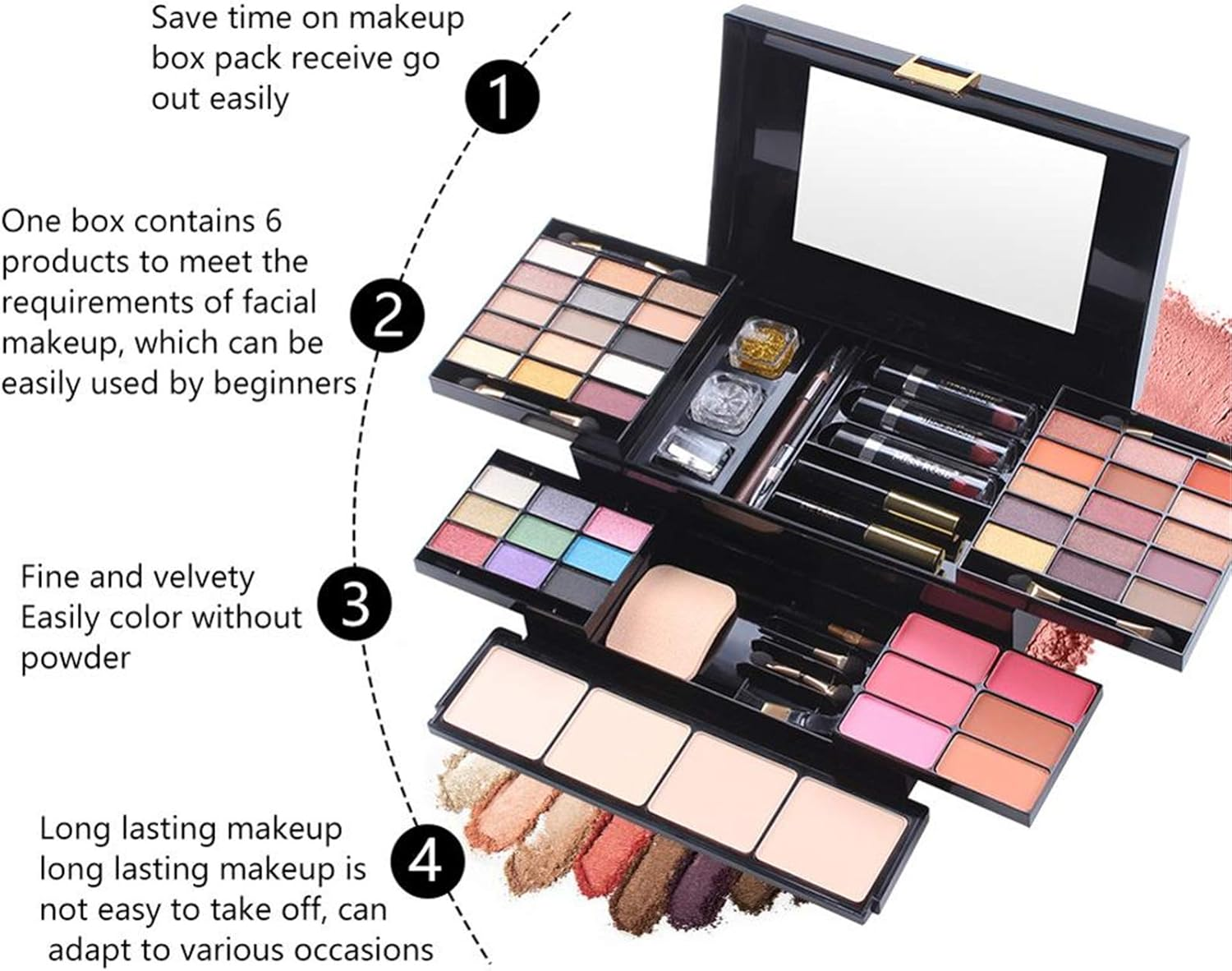 Fantasyday 54 Colours Multifunctional Exquisite Cosmetic Gift Set Makeup Kit for Face, Eyes and Lips - Makeup Palettes Vanity Case with Eyeshadow Palette, Lipstick, Blush, Mascara image number 1