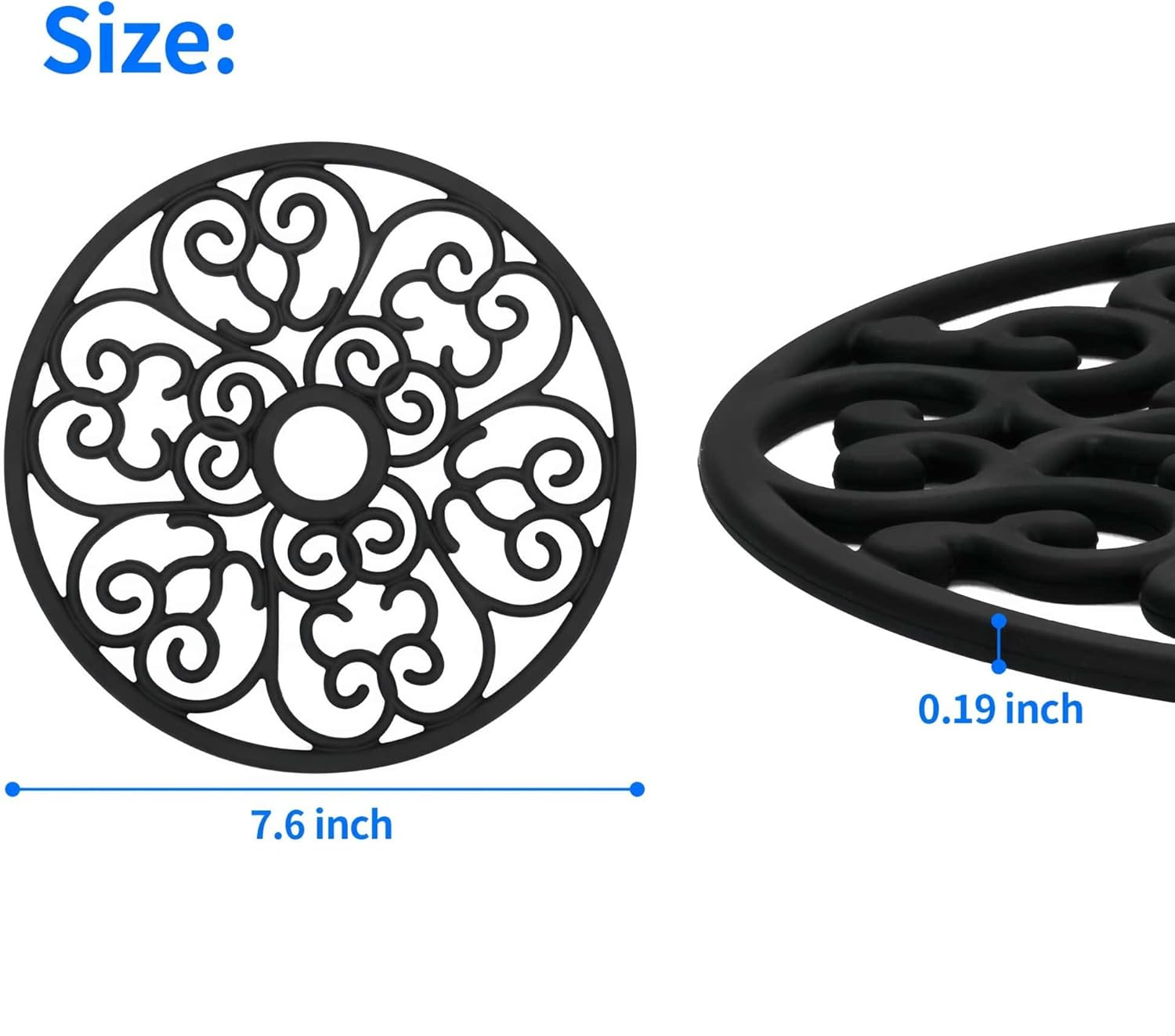 3Pcs Silicone Trivet Mat Set, Insulated Non-Slip Kitchen Counter & Table Pads for Hot Dishes, Pots, and Pans image number 4