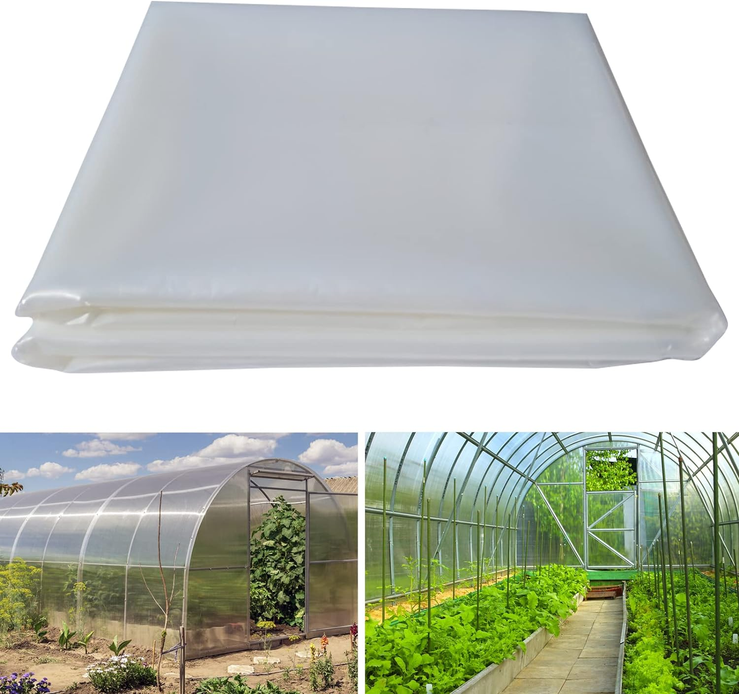 AGGAFA Heavy Duty Greenhouse Plastic Sheeting &ndash; 150&Mu;m (6 Mil) Clear Polyethylene Film, 4-Year UV Resistance, 90% High Light Transmission, Made from 100% Virgin Raw Materials (150Um-4Mx5M) image number 1