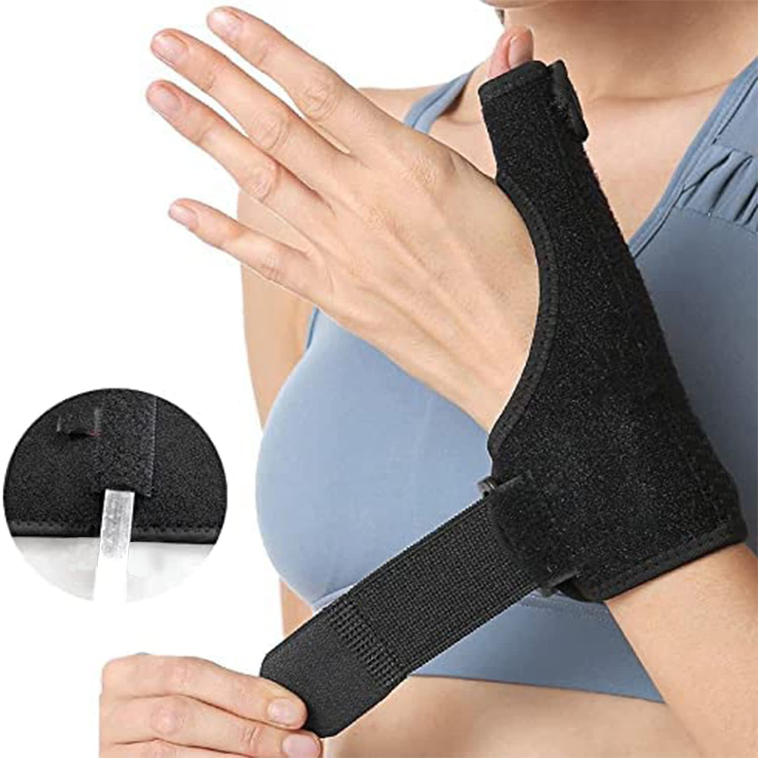 2 Pieces Thumb & Wrist Spica Splint | Breathable Fabric Thumb Spica Splint Stabilizer Brace for Tendonitis, Arthritis & Sprains Forearm Support Cast Right& Left image number 1