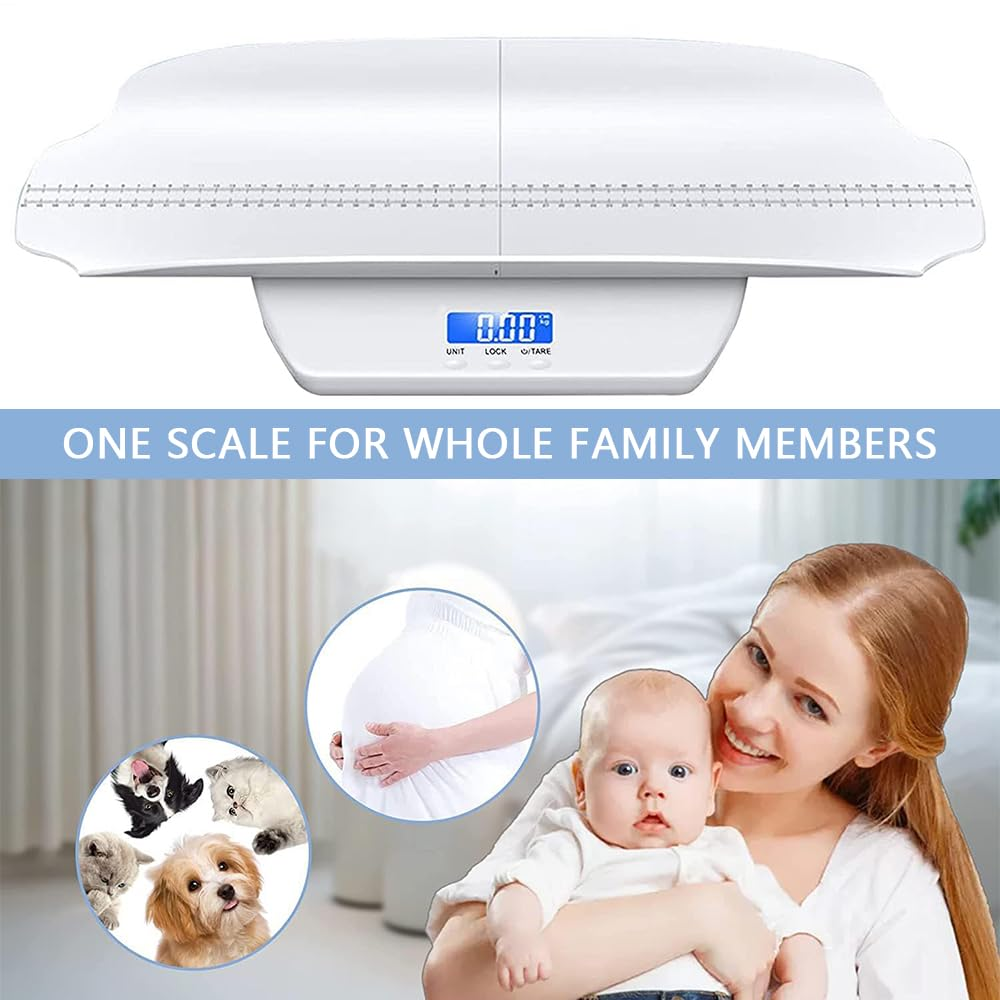 Multifunctional Digital Baby & Pet Scale &ndash; Precision 100KG Weighing with Hold Function, LCD Display & 60Cm Height Ruler for Infants, Toddlers, Puppies, Cats & Adults image number 1