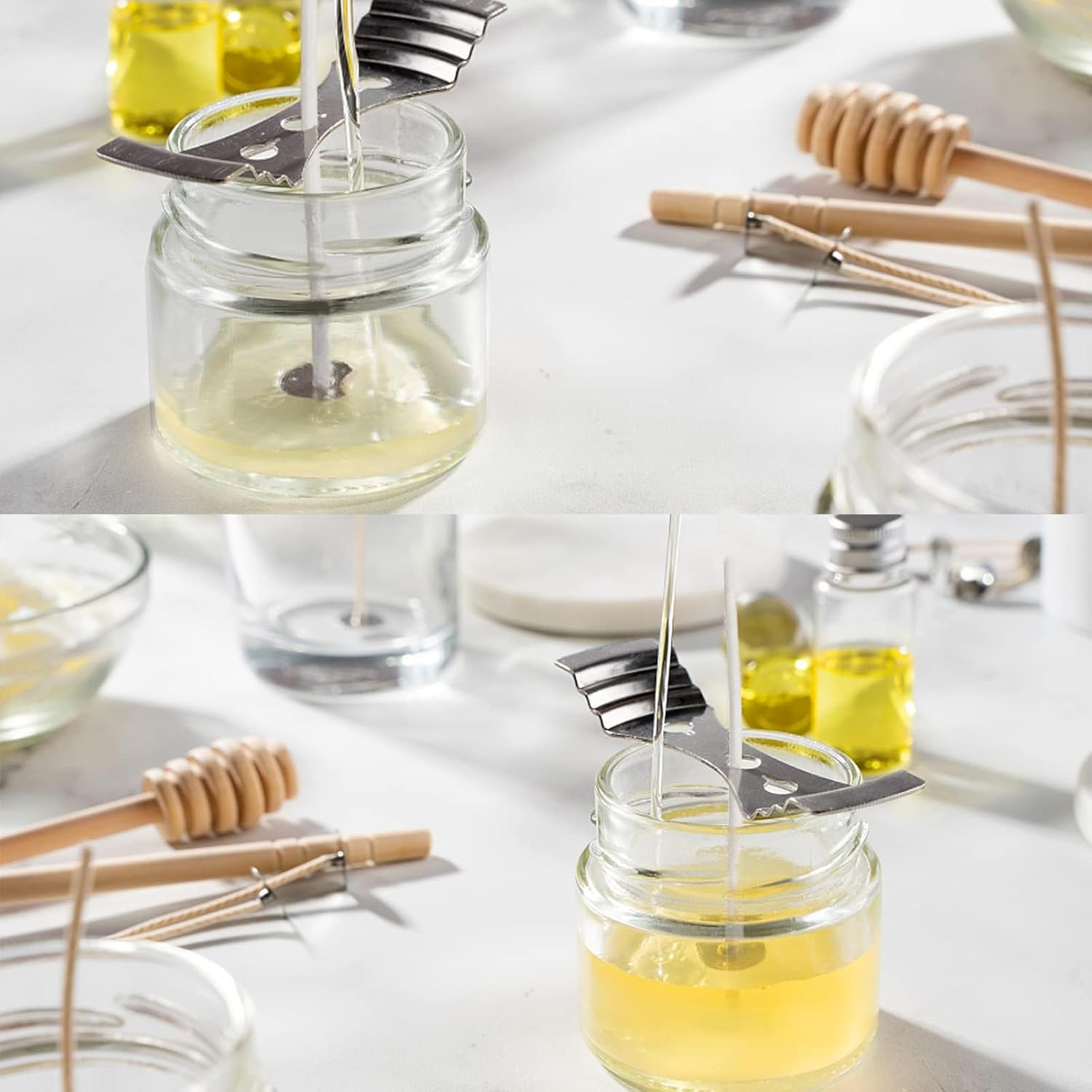 Candle Making Kit - 20Pcs Candle Wicks 10Cm Pre Waxed Candle Wicks with Stainless Candle Wicks Holder for Candle Making DIY Crafts image number 2