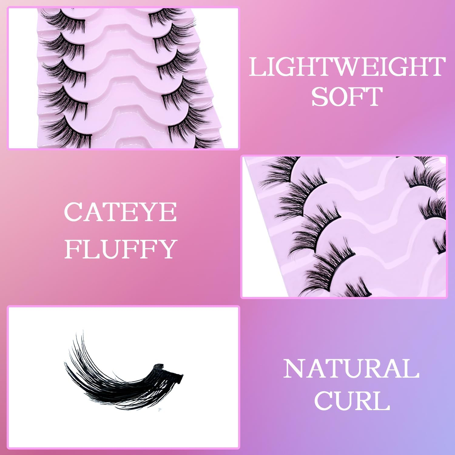 Half Lashes Natural Look Cat Eye 16 Mm Wispy Thin Band Manga Lashes 10 Pairs False Eyelashes Cateye Half Eyelashes