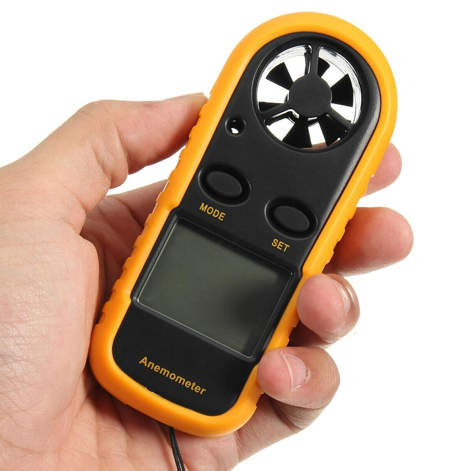 Chironal 1Pcs Portable Digital Anemometer 0.3-30M/S Wind Speed Meter with LCD Backlight Display (Yellow) image number 2