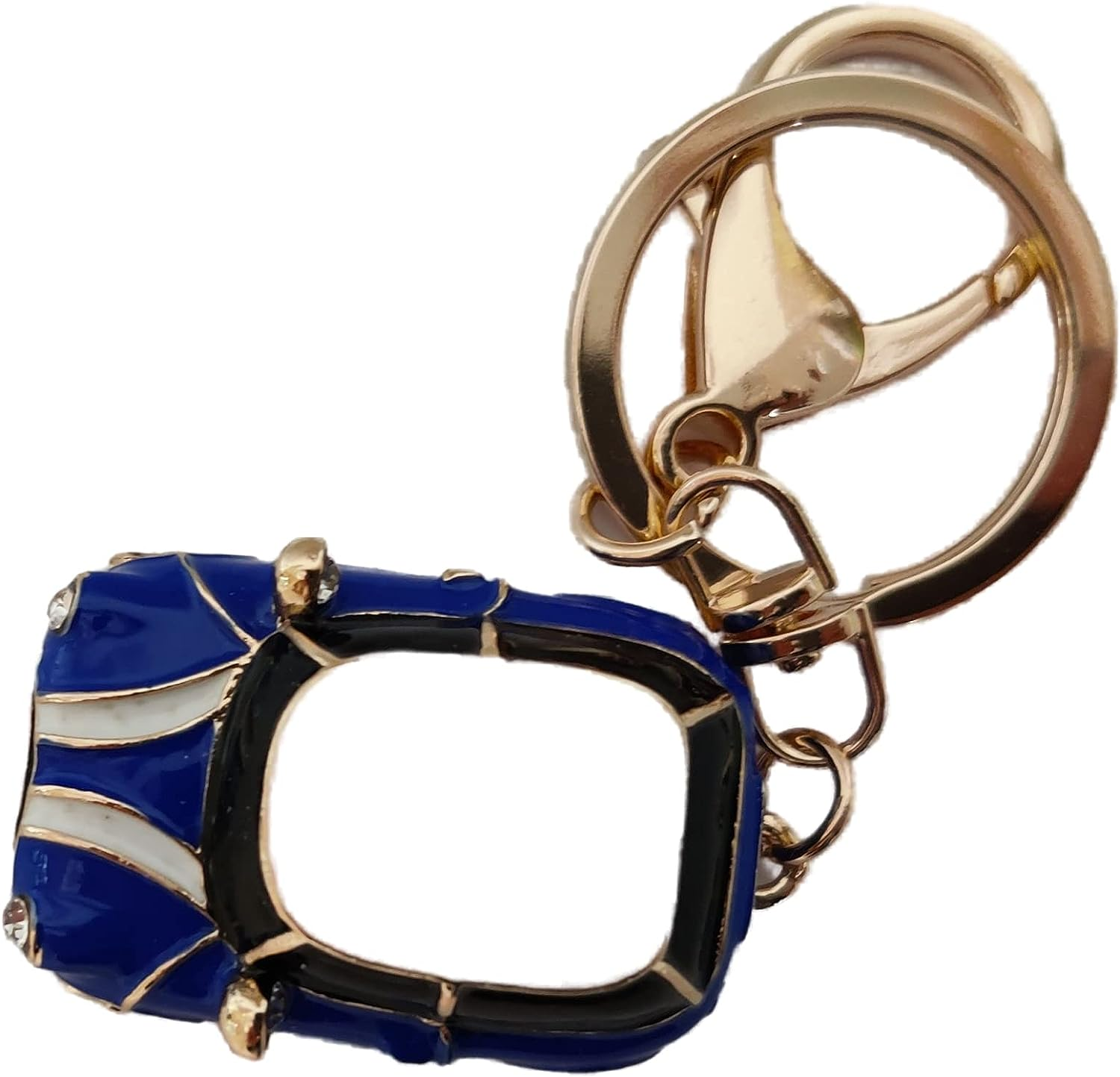Mini Style Car Keychain Gift Rhinestone Detail Cooper Novelty (Blue (Gold Trim)) image number 1