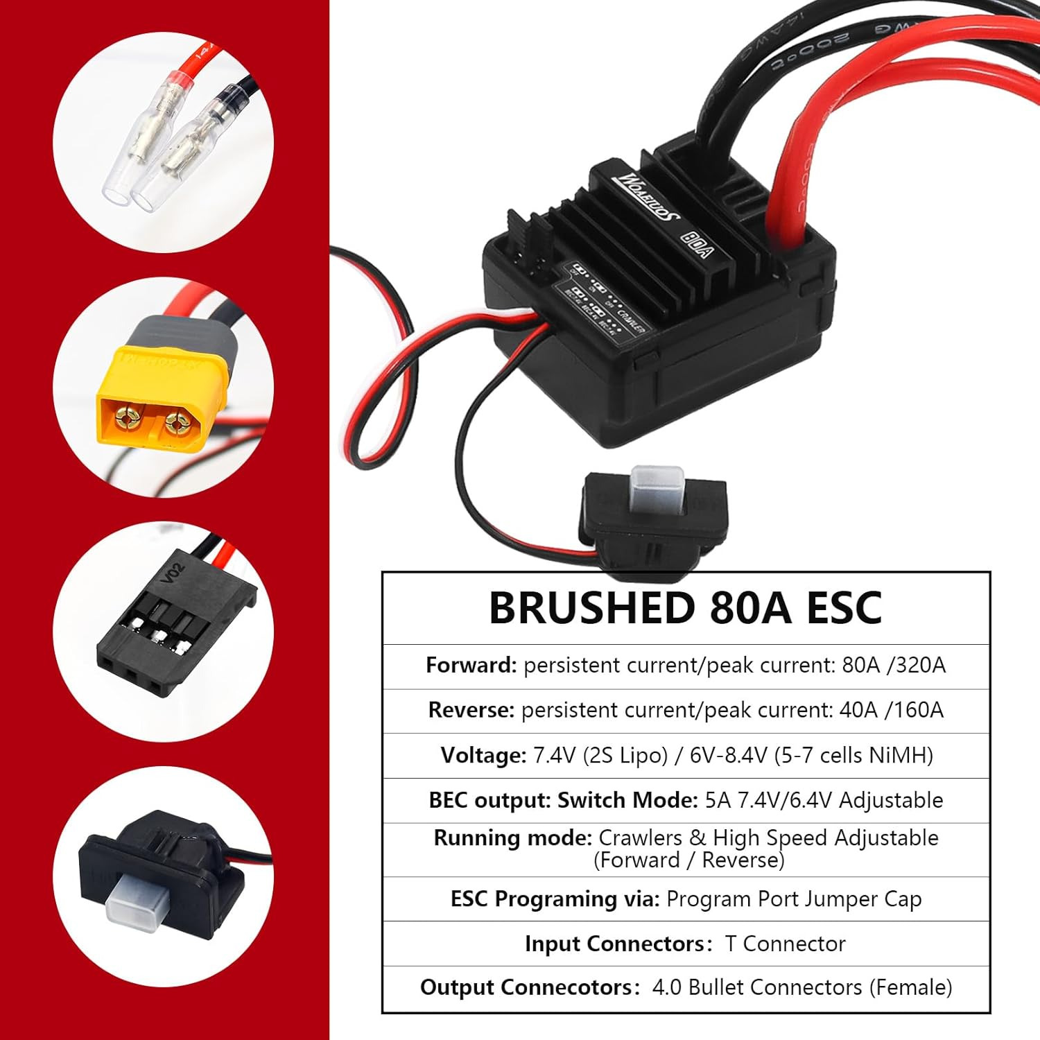 550 Brushed Motor 12T & 80A ESC Brushed Motor ESC & Heatsink Combo for 1/10 RC Truck Car Slash Arrma Granite Senton Typhon Redcat Axial HPI image number 4