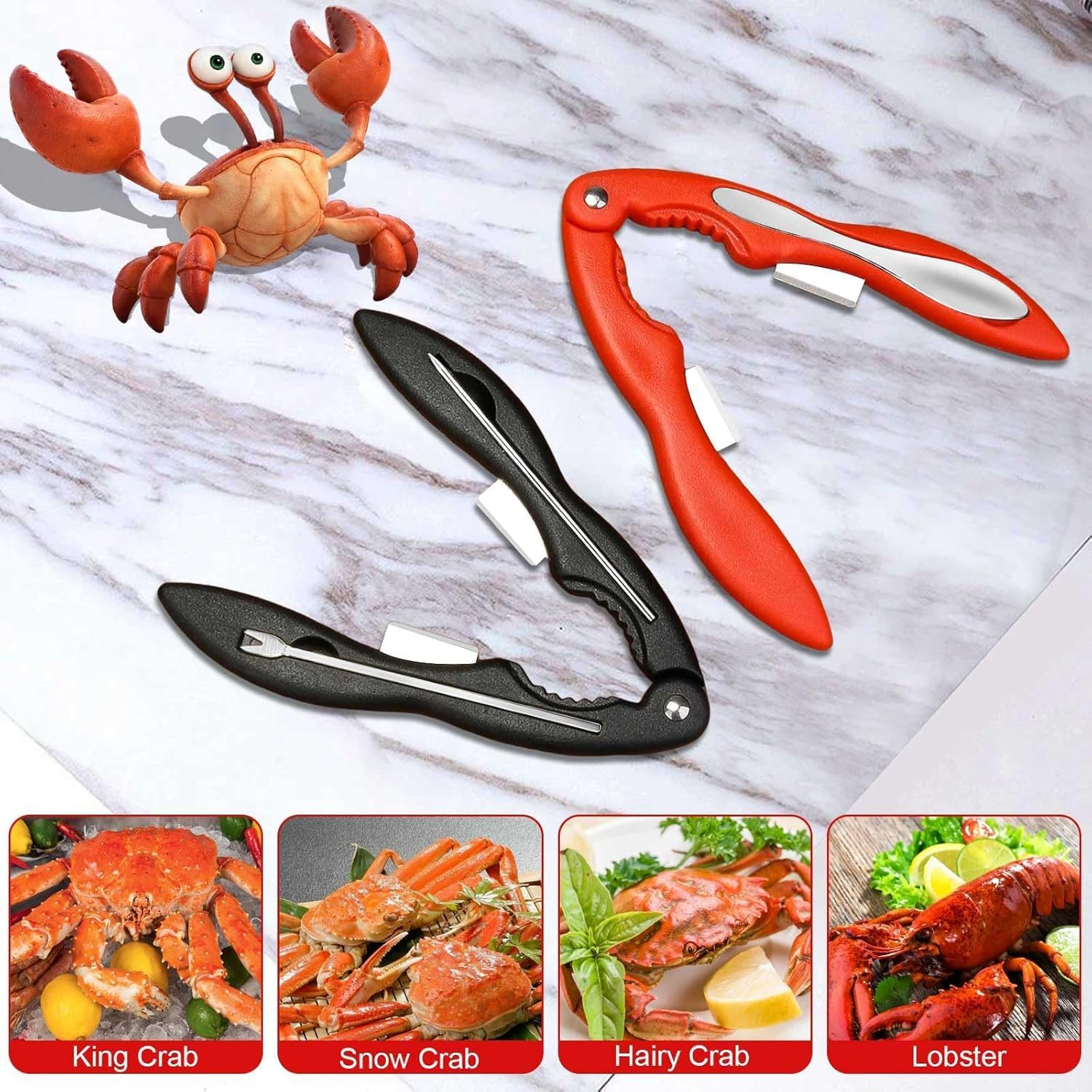 Portable Crab Crackers with Picks Forks, 2Pcs Crab Leg Crackers and Tools,Portable Seafood Crackers and Tools Multifunctional Lobster Crackers Crab Leg Crackers Tool,Lobster Crackers and Picks Set image number 5