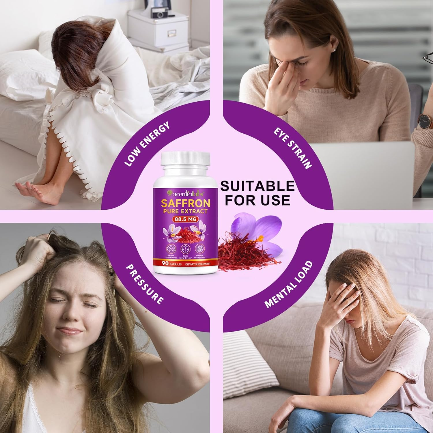 Saffron Pure Extract Capsules | Saffron Supplement 88.5Mg | Vegan, Non-Gmo, Gluten-Free | 3 Month Supply | 90 Capsules image number 2