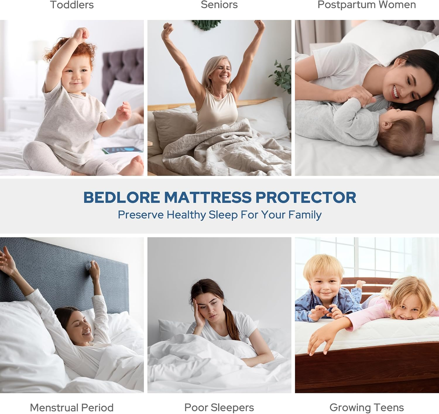 BEDLORE Waterproof Mattress Protector, Queen Size Mattress Cover with Deep Pocket Fitted up to 15-45 Cm, Breathable Noiseless Mattress Pad for Home, Bedroom - Machine Washable image number 2