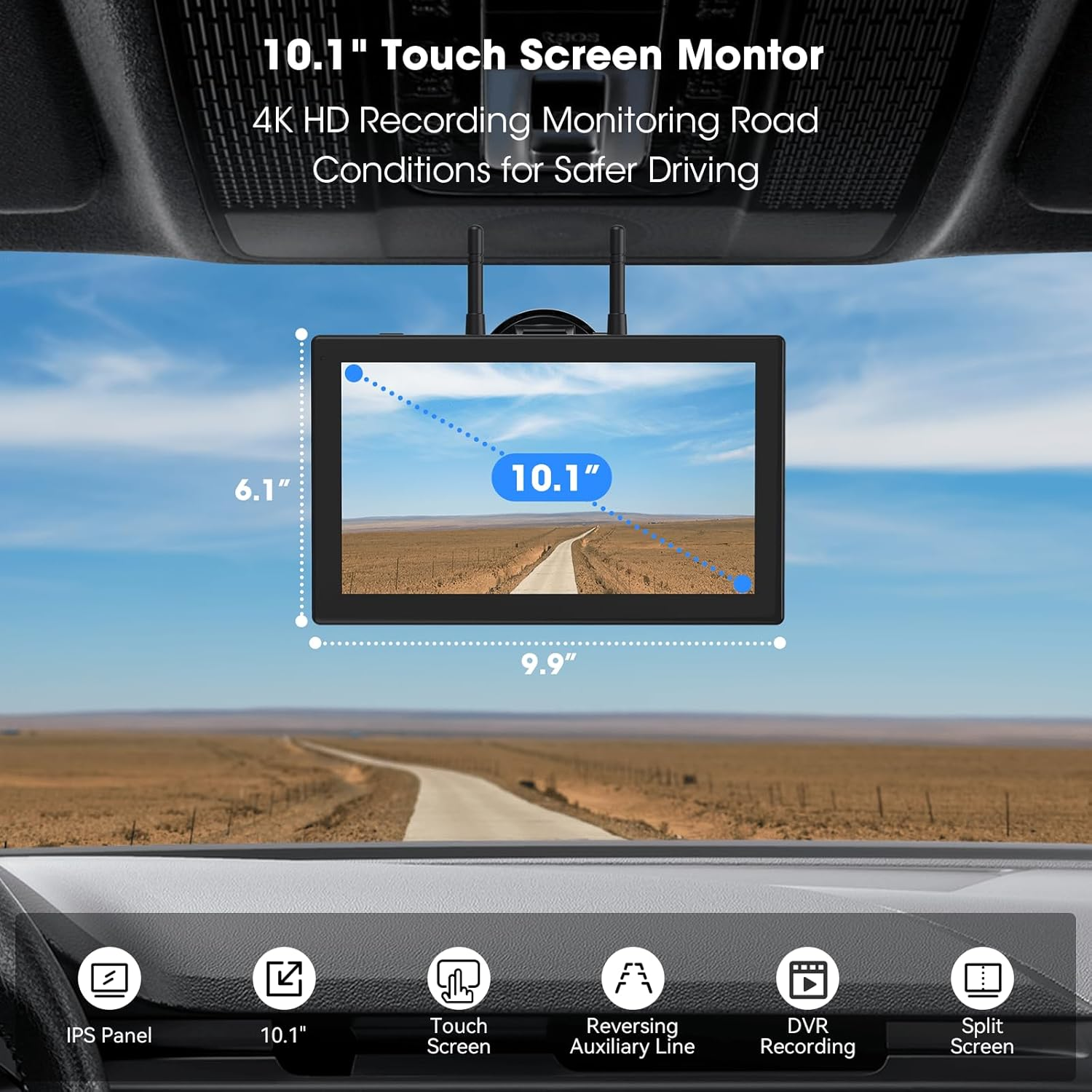 4 Magnetic Solar Wireless Backup Camera System: Easy Setup Trailer Camera Wireless with HD1080P 10.1" IPS Touchscreen 15,000Mah Rechargeable Camera for Truck,Tractor,Excavator,Caravan,Skid Steer image number 4