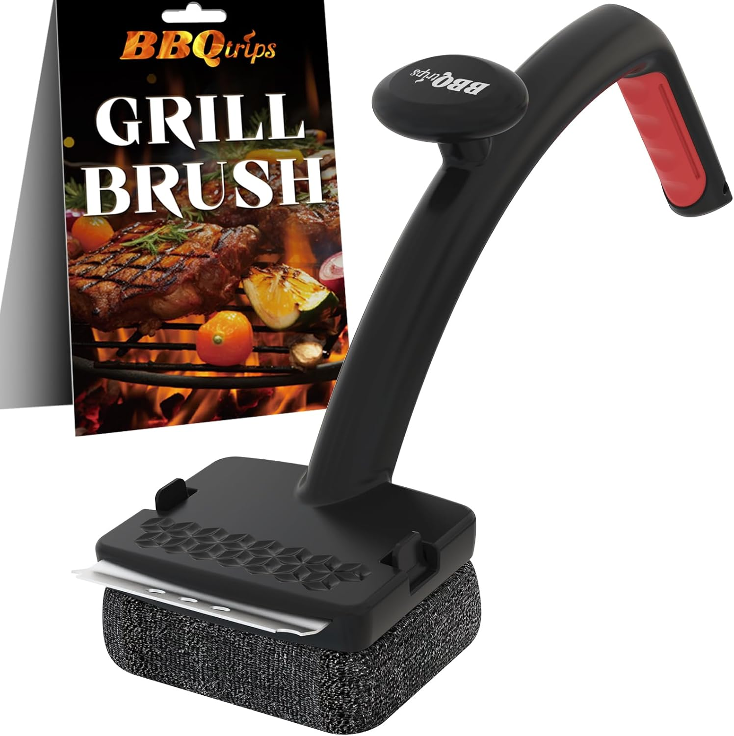 Upgraded Grill Brush, Grill Brush Bristle Free, Grill Brush for Outdoor Grill Replaceable Cleaning Head, Grill Scraper with Steel Fiber Woven Head for round Grill Bars/Cast Iron/Stainless Steel Grates image number 3