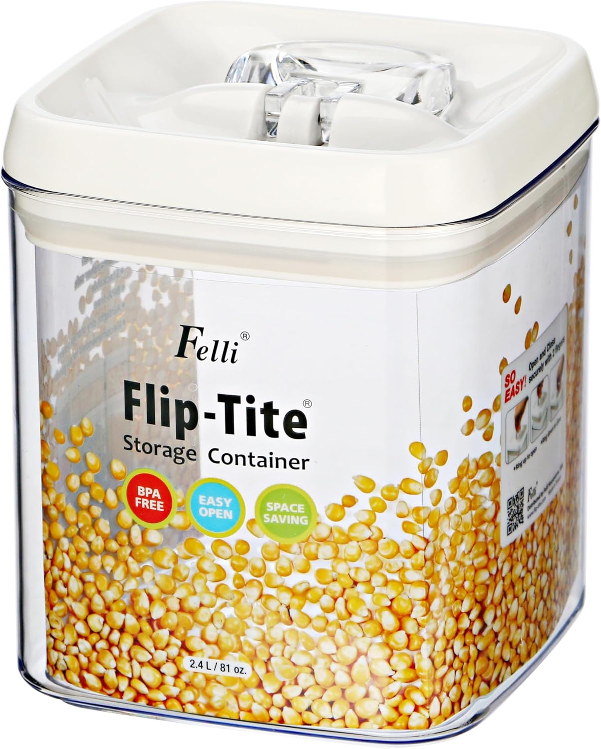 Felli Flip-Tite Square Storage Container 15Cm &times; 15Cm &times; 17.8Cm 2.4L image number 2