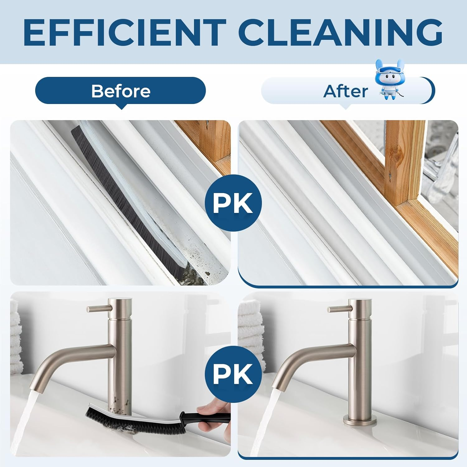 Cleangor Crevice Cleaning Brushes, Scrub Brush for Hard to Reach Small Space, Home Essentials, Cleaning Supplies, Cleaning Tools for Household Use, Bathroom, Shower, Kitchen, Window, Toilet (2, Black) image number 2