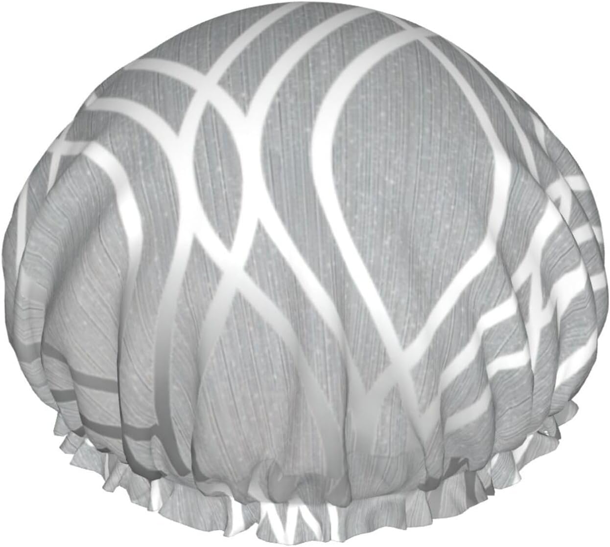 Silver Geometric Figure Print Shower Cap for Women Lightweight Reusable Softdouble Waterproof Layers Leakproof. image number 4