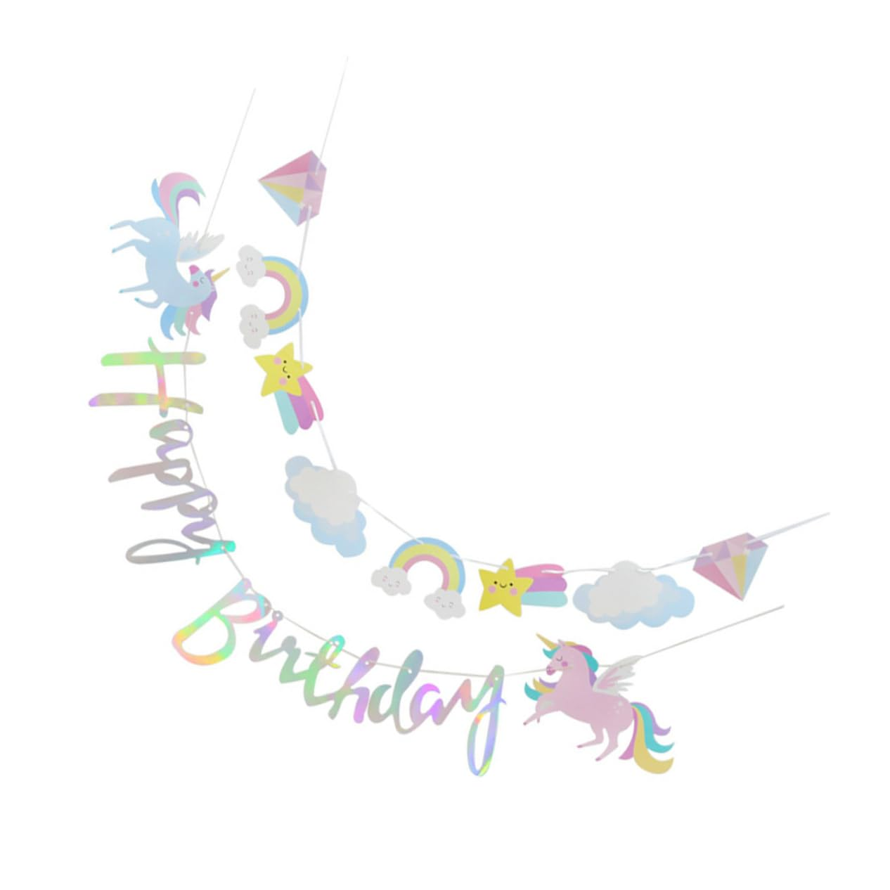 2 Sets Unicorn Banner Birthday Letter Unicorn Banner Children Birthday Party Decoration image number 2