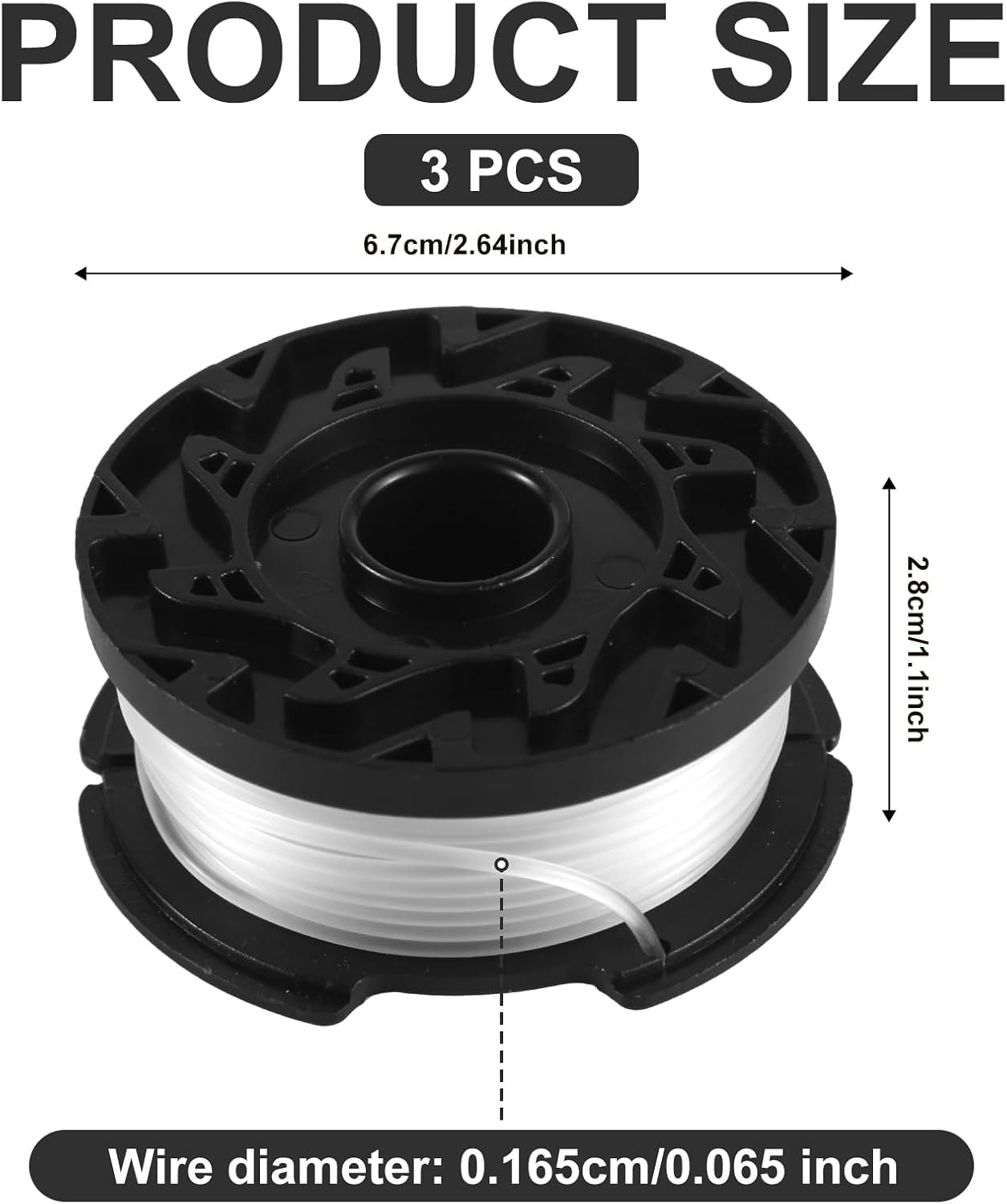 PEUTIER 3Pcs Trimmer Spool Lines, AF-100 Lawn Mower Spool Replacement Spools Compatible with Black+Decker AF-100 image number 3